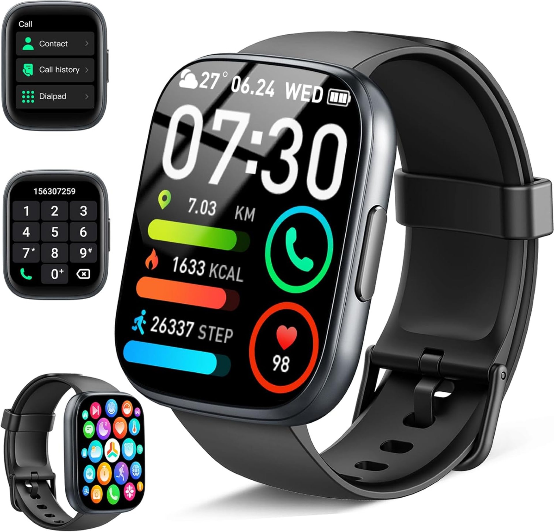 Smart Watch, 1.95″ Smartwatch for Men Women (Answer/Make Call), 110+ Sports Modes Fitness Tracker with Heart Rate Sleep Monitor, IP68 Waterproof Fitness Watch, Step Counter Watches for Android iOS Smart Watch, 1.95″ Smartwatch for Men Women (Answer/Make Call), 110+ Sports Modes Fitness Tracker with Heart Rate Sleep Monitor, IP68 Waterproof Fitness Watch, Step Counter Watches for Android iOS
