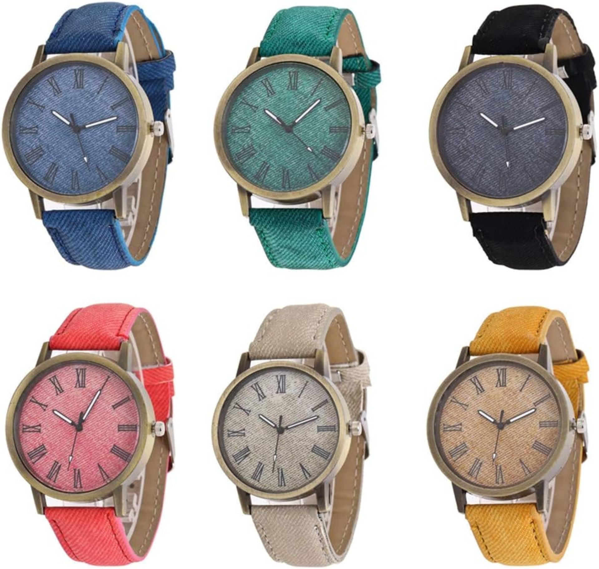 CdyBox 6 PCS Men Women Watch Simple Round Analog Quartz Wristwatches Business Watches Gifts CdyBox 6 PCS Men Women Watch Simple Round Analog Quartz Wristwatches Business Watches Gifts