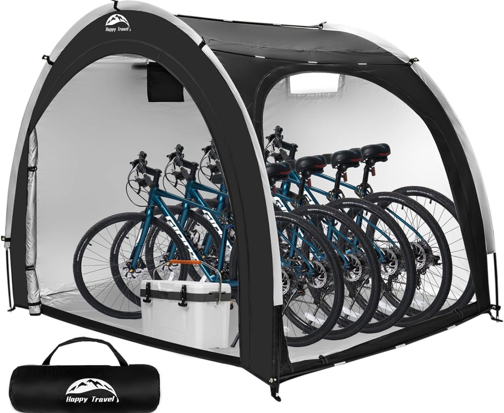 Happy Travel Bike Storage Shed Tent,Outdoor Portable Bicycle Storage Sheds with 210D Oxford Fabric PU4000 Waterproof for 2/3/4/6/8 Bikes,Bike Covers Shelter for Motorcycle,Garden Tools,Toys,Lawn Mower Happy Travel Bike Storage Shed Tent,Outdoor Portable Bicycle Storage Sheds with 210D Oxford Fabric PU4000 Waterproof for 2/3/4/6/8 Bikes,Bike Covers Shelter for Motorcycle,Garden Tools,Toys,Lawn Mower