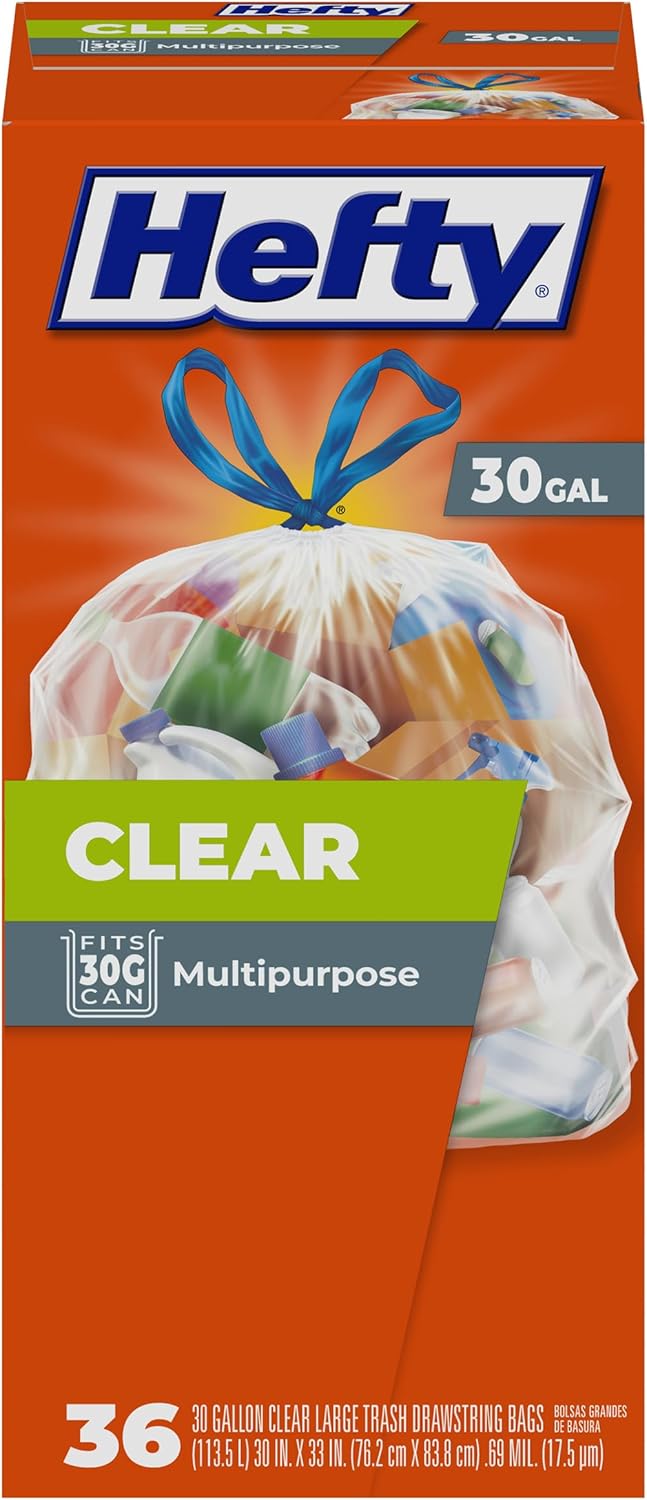 Hefty Clear Trash Bags, Clear, 30 Gallon, 36 Count Hefty Clear Trash Bags, Clear, 30 Gallon, 36 Count