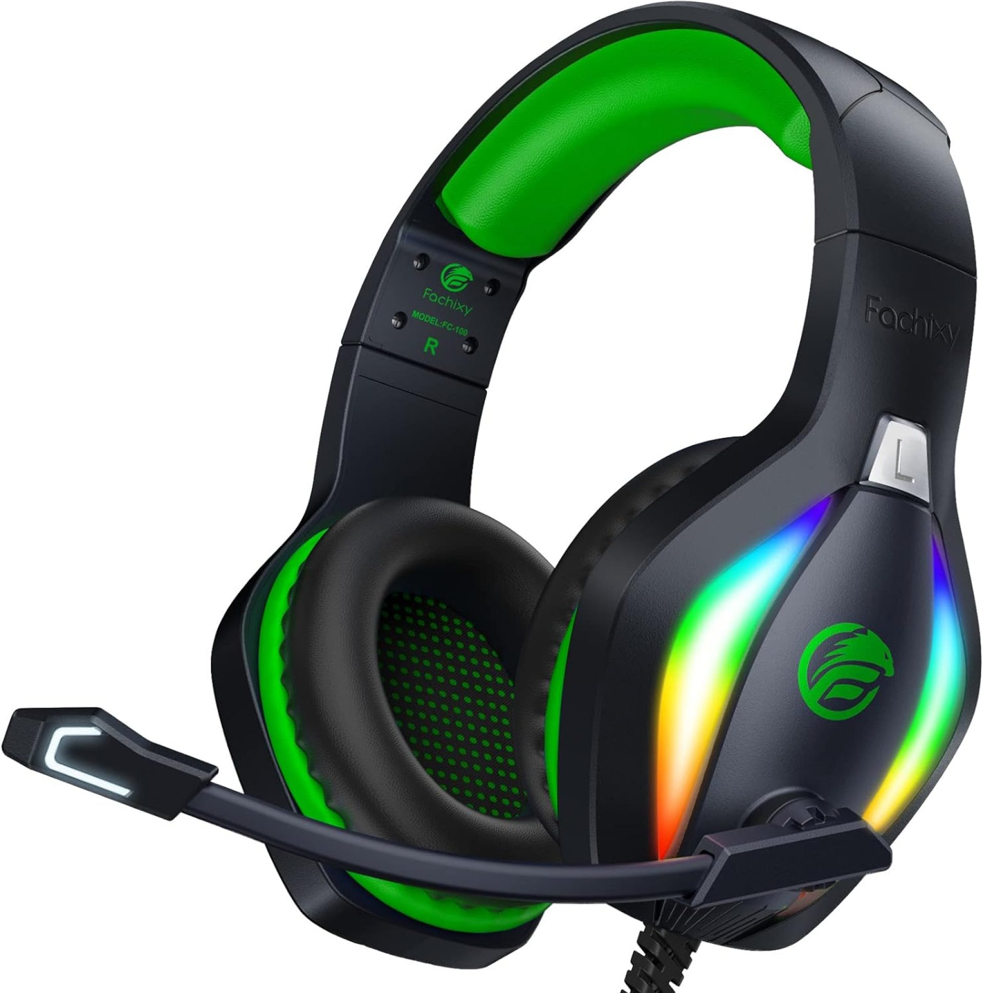 FC100 Gaming Headset with Microphone for PS4, PS5, Switch, Xbox, PC, Mac, Gamer Headset with RGB Light, Computer Headphones with Mic FC100 Gaming Headset with Microphone for PS4, PS5, Switch, Xbox, PC, Mac, Gamer Headset with RGB Light, Computer Headphones with Mic