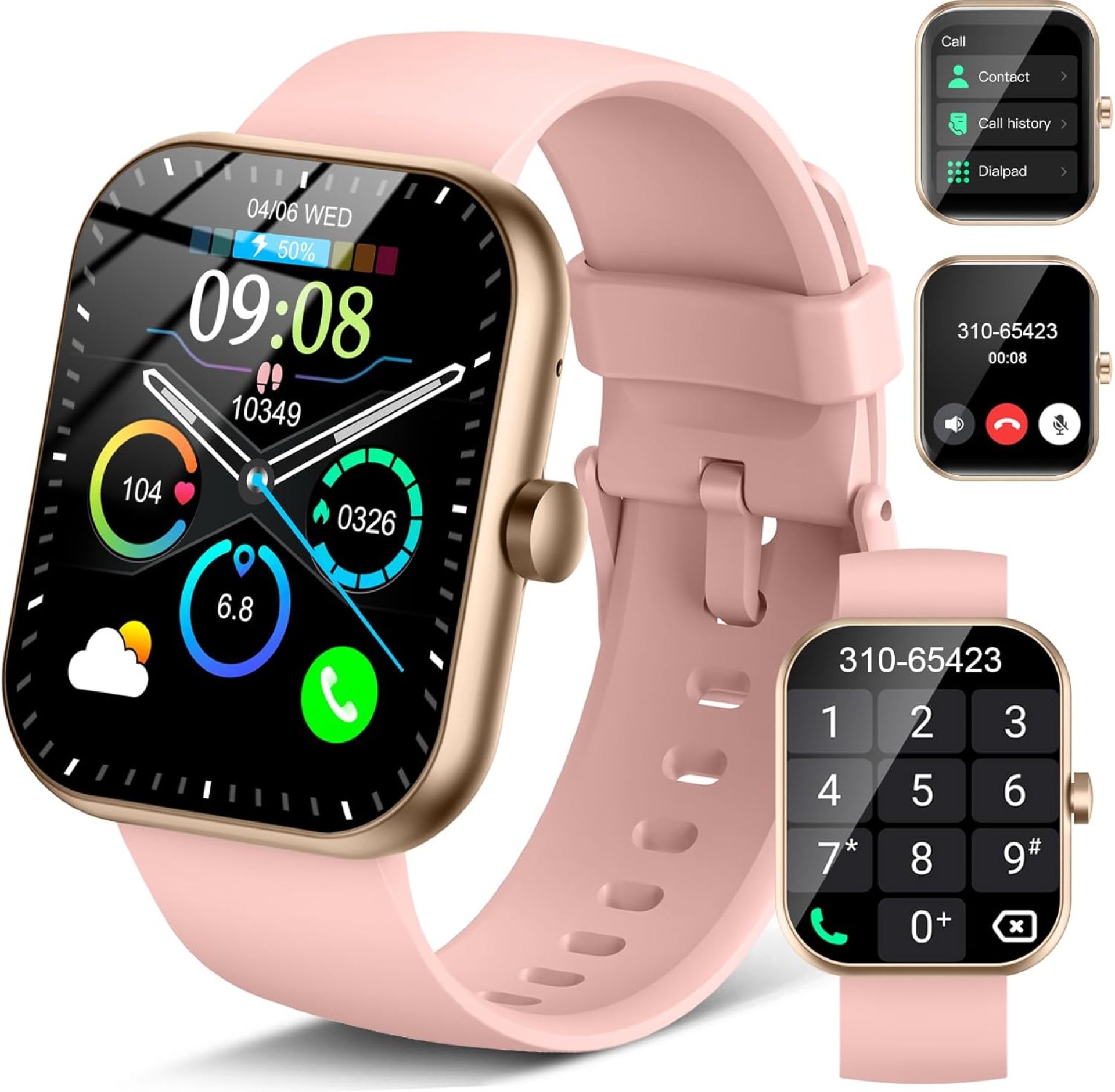 Smart Watch(Answer/Make Call), 1.96″ Smartwatch for Men Women, 2025 New Fitness Watch with 110+ Sport Modes, Pedometer, Heart Rate/Spo2/Sleep Monitor, IP68 Waterproof Activity Tracker for Android iOS Smart Watch(Answer/Make Call), 1.96″ Smartwatch for Men Women, 2025 New Fitness Watch with 110+ Sport Modes, Pedometer, Heart Rate/Spo2/Sleep Monitor, IP68 Waterproof Activity Tracker for Android iOS