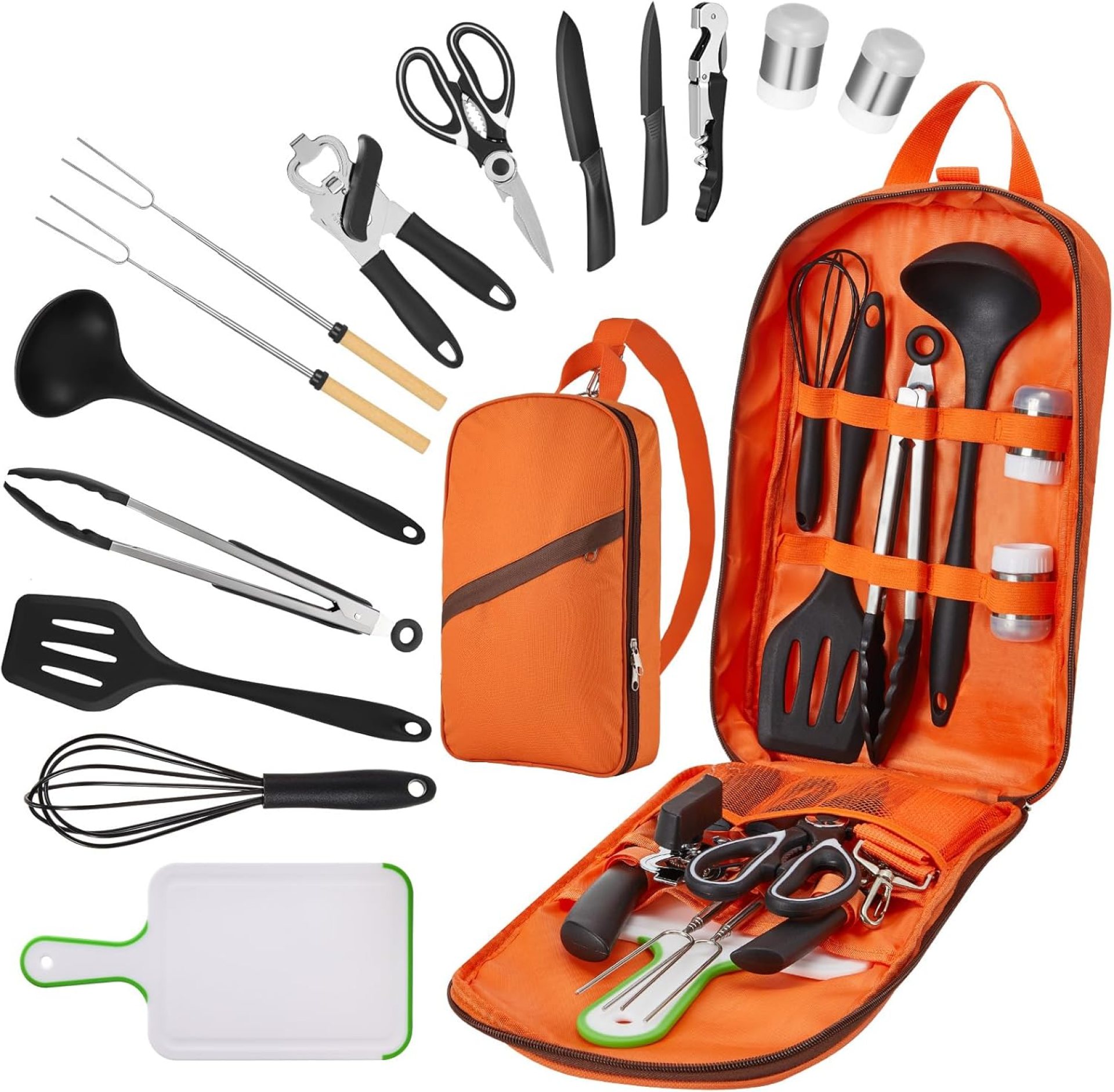 Camping Cooking Set – Camping Utensil Set Car Camping Cooking Essentials Gear for Camp Kitchen Cooking and Grilling, Stainless Steel & Silicone Ideal Gift for RV Tent Camper, Picnics, BBQs Camping Cooking Set – Camping Utensil Set Car Camping Cooking Essentials Gear for Camp Kitchen Cooking and Grilling, Stainless Steel & Silicone Ideal Gift for RV Tent Camper, Picnics, BBQs