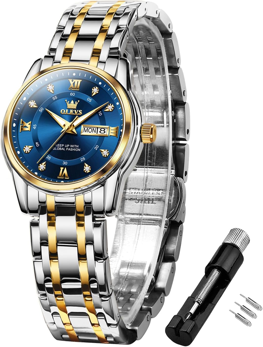 OLEVS Women Watches Fashion Dress Diamond Female Watches for Ladies Waterproof Analog Quartz Stainless Steel Luminous Two Tone Wrist Watch OLEVS Women Watches Fashion Dress Diamond Female Watches for Ladies Waterproof Analog Quartz Stainless Steel Luminous Two Tone Wrist Watch