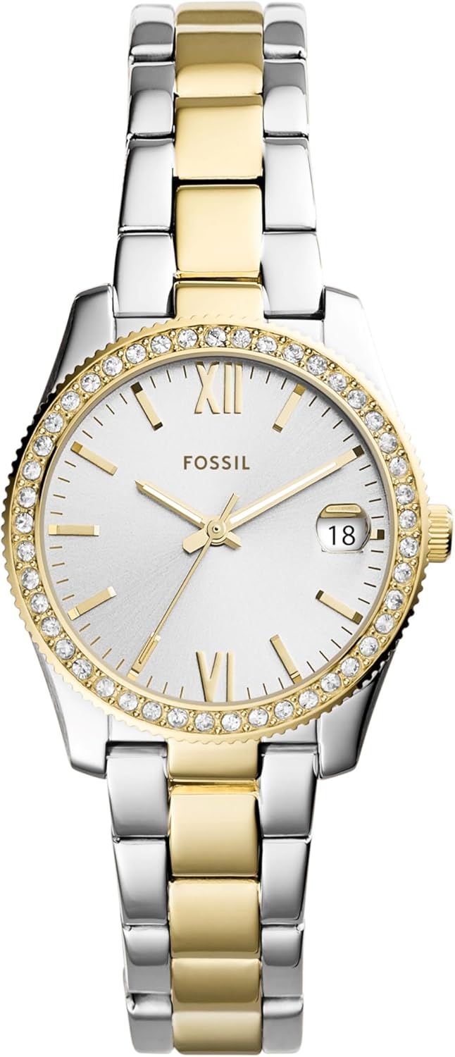 Fossil Women’s Scarlette Mini Quartz Stainless Steel Three-Hand Watch, Color: Gold/Silver (Model: ES4319) Fossil Women’s Scarlette Mini Quartz Stainless Steel Three-Hand Watch, Color: Gold/Silver (Model: ES4319)