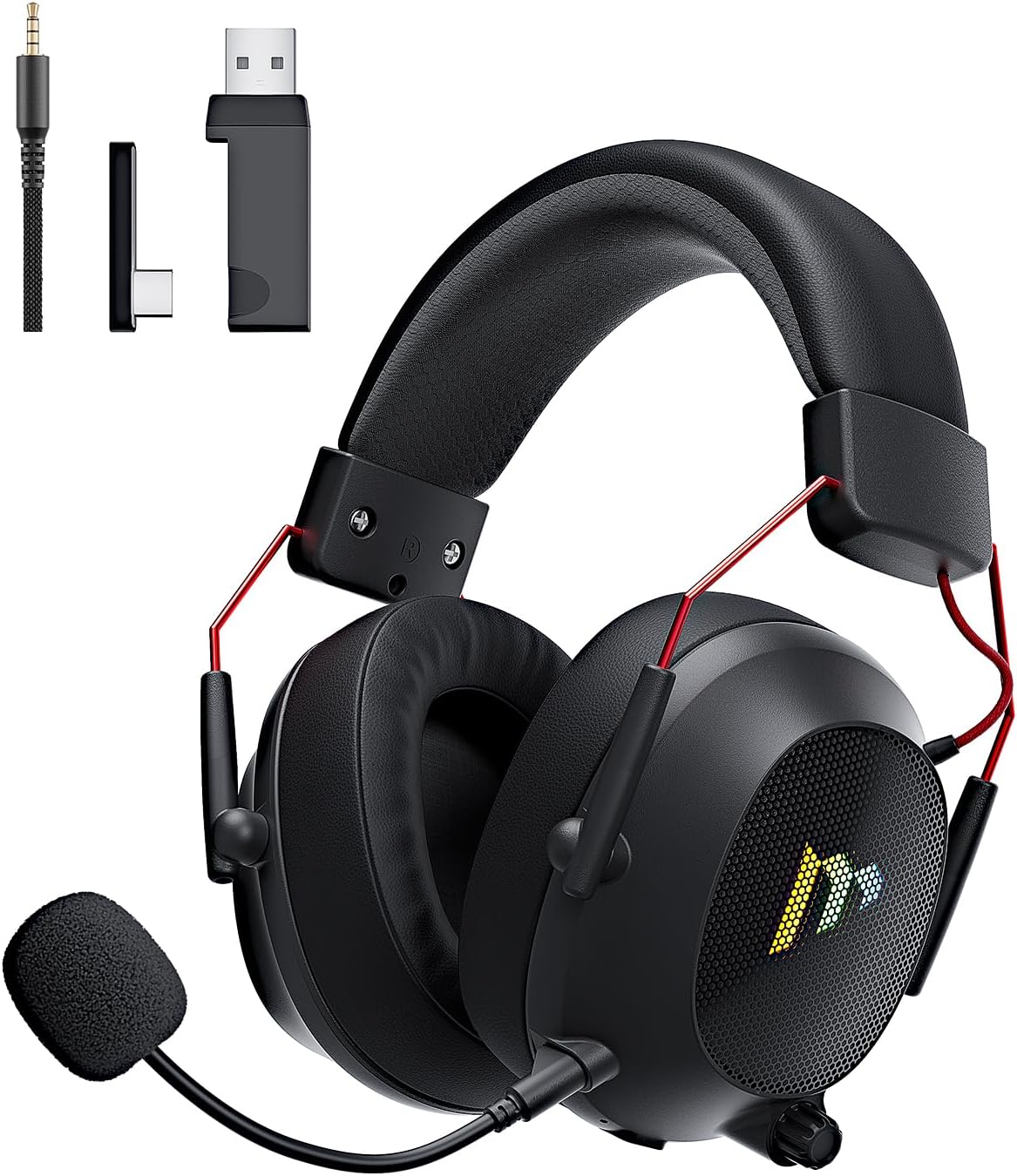 Mytrix Tac Master 2.4GHz Wireless Gaming Headset with Noise Canceling Microphone for PC, PS4, PS5, Mac, Bluetooth 5.3 Gaming Headphones with RGB Light, Surround Sound, 50H Battery (Black) Mytrix Tac Master 2.4GHz Wireless Gaming Headset with Noise Canceling Microphone for PC, PS4, PS5, Mac, Bluetooth 5.3 Gaming Headphones with RGB Light, Surround Sound, 50H Battery (Black)