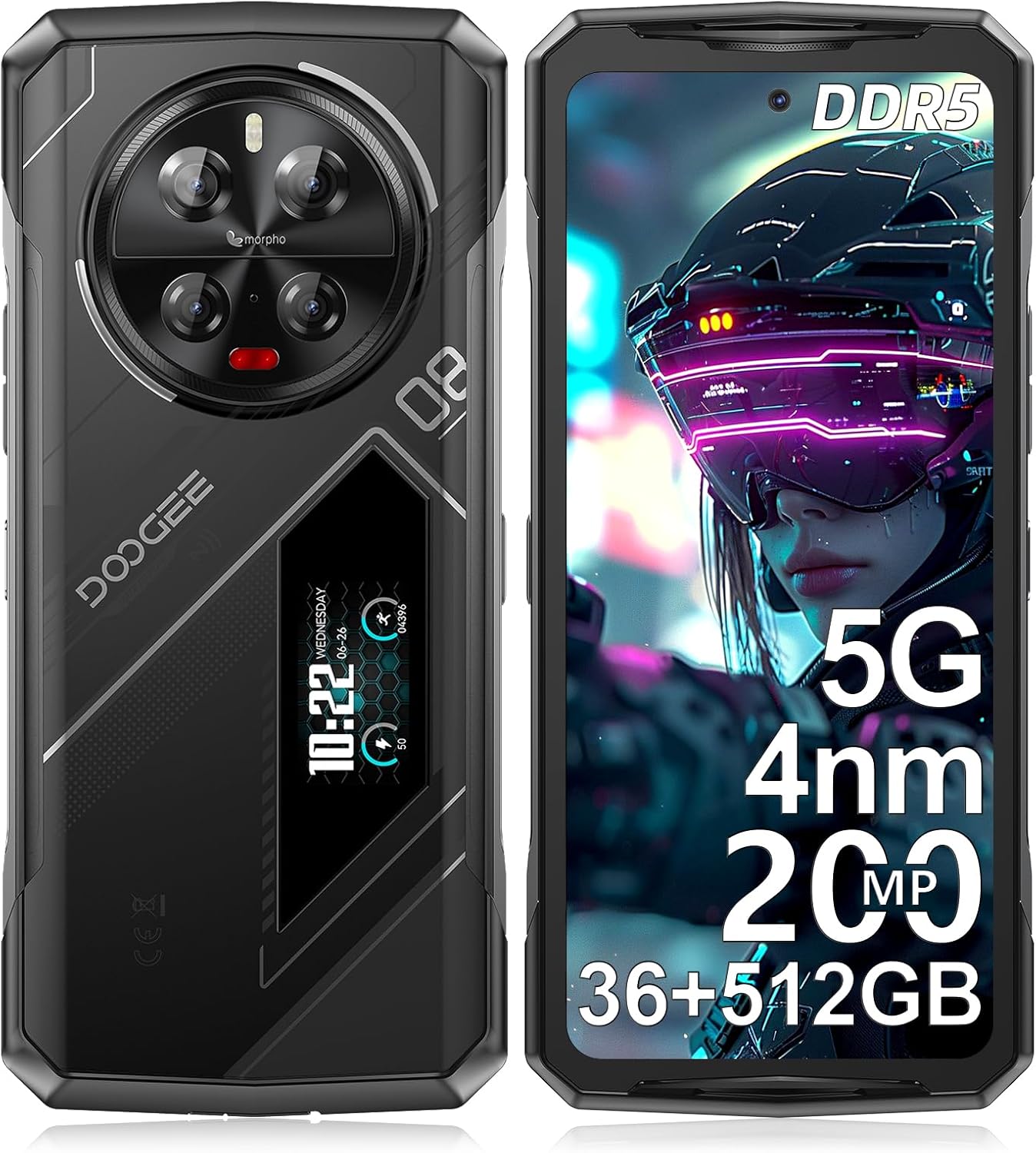 DOOGEE V40 Pro 5G Rugged Smartphone Unlocked with 1.47″ Rear Screen,36GB+512GB/TF 2TB Android 14 Rugged Phone,8680 mAh Battery,200MP+32MP,6.78″ FHD+ 120Hz IPS Screen,3 Card Slots/Dual Unlock/NFC/WiFi6 DOOGEE V40 Pro 5G Rugged Smartphone Unlocked with 1.47″ Rear Screen,36GB+512GB/TF 2TB Android 14 Rugged Phone,8680 mAh Battery,200MP+32MP,6.78″ FHD+ 120Hz IPS Screen,3 Card Slots/Dual Unlock/NFC/WiFi6