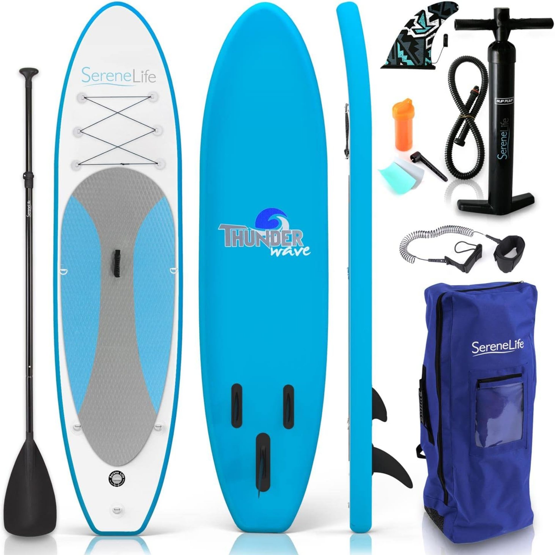 SereneLife Inflatable Stand Up Paddle Board – Wide Stable Design, Non-Slip Deck for Adults & Youth with Premium Paddle Board Accessories, Carry Bag, Dual Action Pump, Paddle, Ankle Leash SereneLife Inflatable Stand Up Paddle Board – Wide Stable Design, Non-Slip Deck for Adults & Youth with Premium Paddle Board Accessories, Carry Bag, Dual Action Pump, Paddle, Ankle Leash