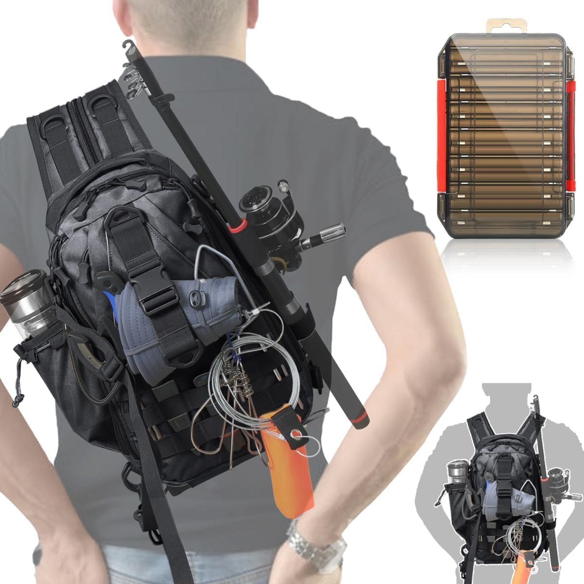 Aertiavty Fishing Backpack, Fishing Bag with Tackle Box, Compact Fishing Tackle Bag, Fishing Tackle Backpack with Rod Holder for Outdoor Sport Fishing Gifts for Men Women Aertiavty Fishing Backpack, Fishing Bag with Tackle Box, Compact Fishing Tackle Bag, Fishing Tackle Backpack with Rod Holder for Outdoor Sport Fishing Gifts for Men Women