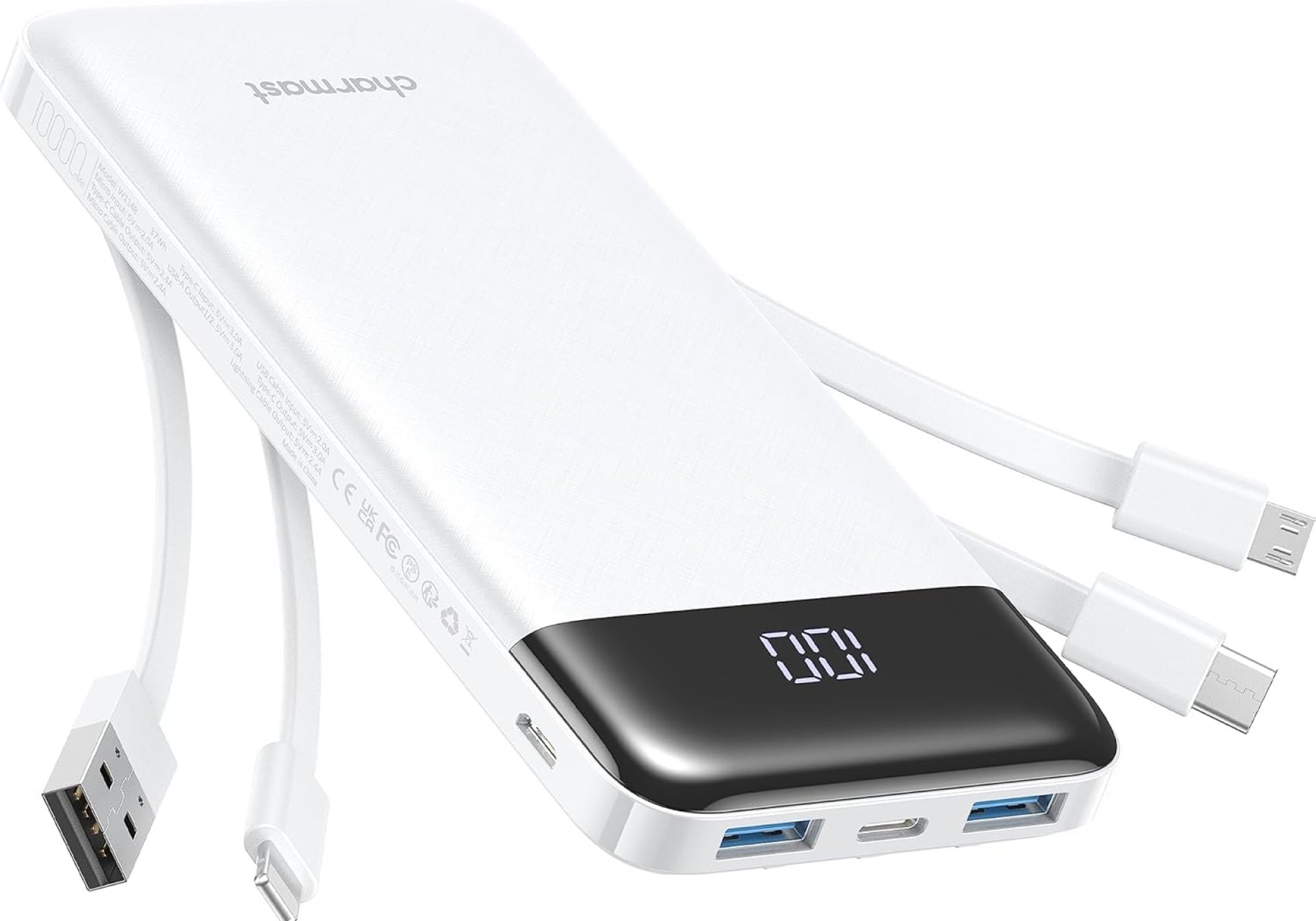 Portable Charger with Built in Cables, Portable Charger with Cords Wires Slim 10000mAh Travel Battery Pack 6 Outputs 3 Inputs 3A Fast Charging Power Bank for Samsung Google Pixel LG Moto iPhone iPad Portable Charger with Built in Cables, Portable Charger with Cords Wires Slim 10000mAh Travel Battery Pack 6 Outputs 3 Inputs 3A Fast Charging Power Bank for Samsung Google Pixel LG Moto iPhone iPad
