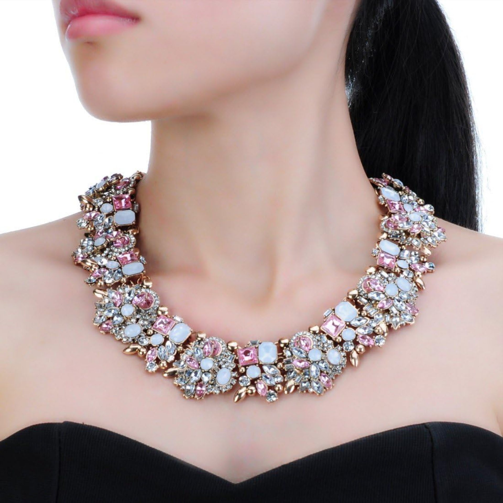 Crystal Rhinestone Statement Necklace, Vintage Chunky Chain Choker Collar Bib Statement Necklace Fashion Costume Jewelry Necklaces for Women Crystal Rhinestone Statement Necklace, Vintage Chunky Chain Choker Collar Bib Statement Necklace Fashion Costume Jewelry Necklaces for Women