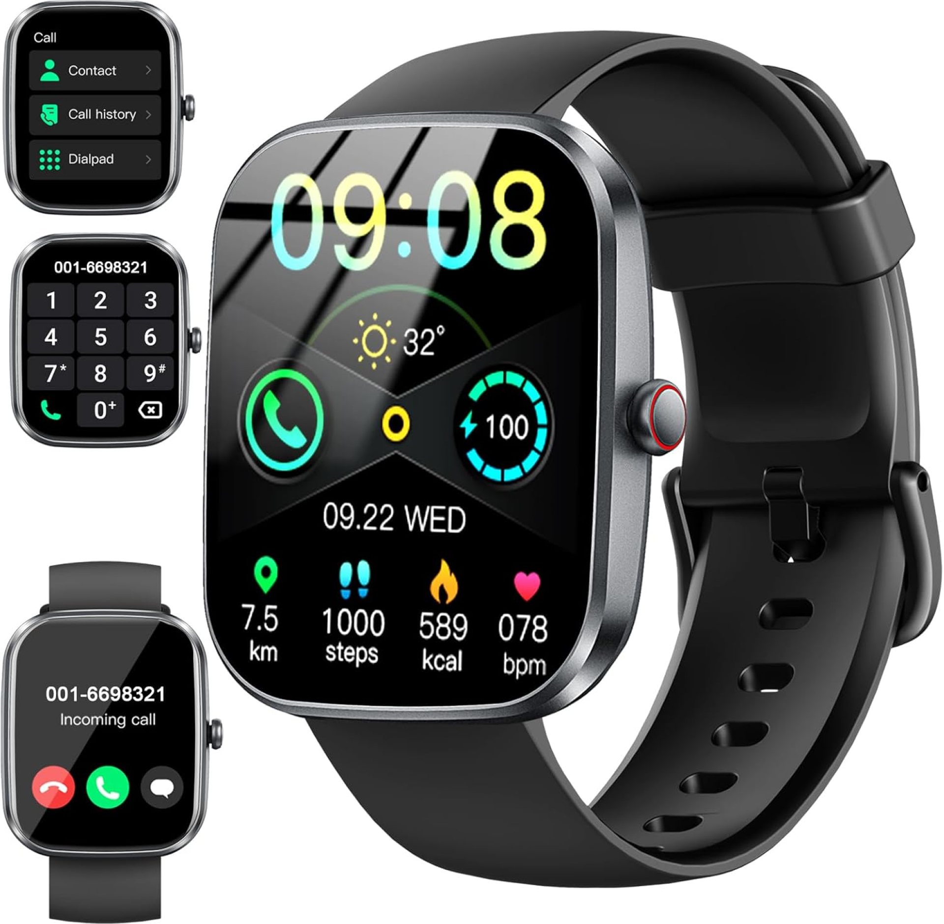 Smart Watch(Answer/Make Call), 1.91″ Smartwatch for Men Women, NEW Fitness Watch with 110+ Sport Modes, Fitness Activity Tracke with Pedometer/Sleep Monitor/Heart Rate/IP68 Waterproof, for Android iOS Smart Watch(Answer/Make Call), 1.91″ Smartwatch for Men Women, NEW Fitness Watch with 110+ Sport Modes, Fitness Activity Tracke with Pedometer/Sleep Monitor/Heart Rate/IP68 Waterproof, for Android iOS