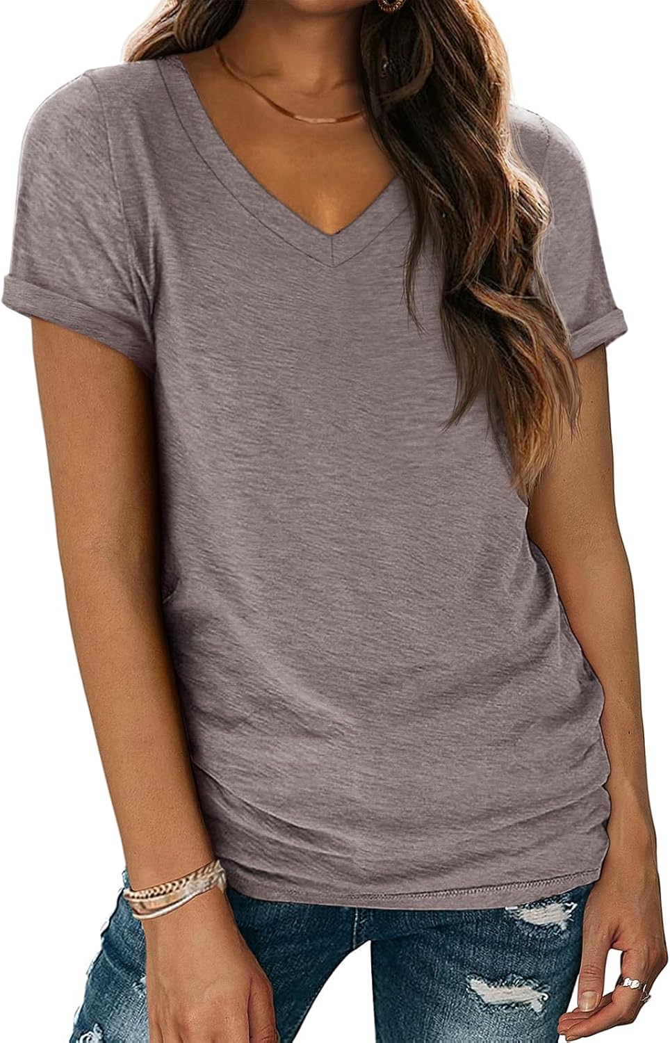 ATHMILE T Shirts Short Sleeve V Neck Tees for Women Fashion Tops Trendy Lightweight Casual Summer Outfits Clothes 2025 Beach ATHMILE T Shirts Short Sleeve V Neck Tees for Women Fashion Tops Trendy Lightweight Casual Summer Outfits Clothes 2025 Beach