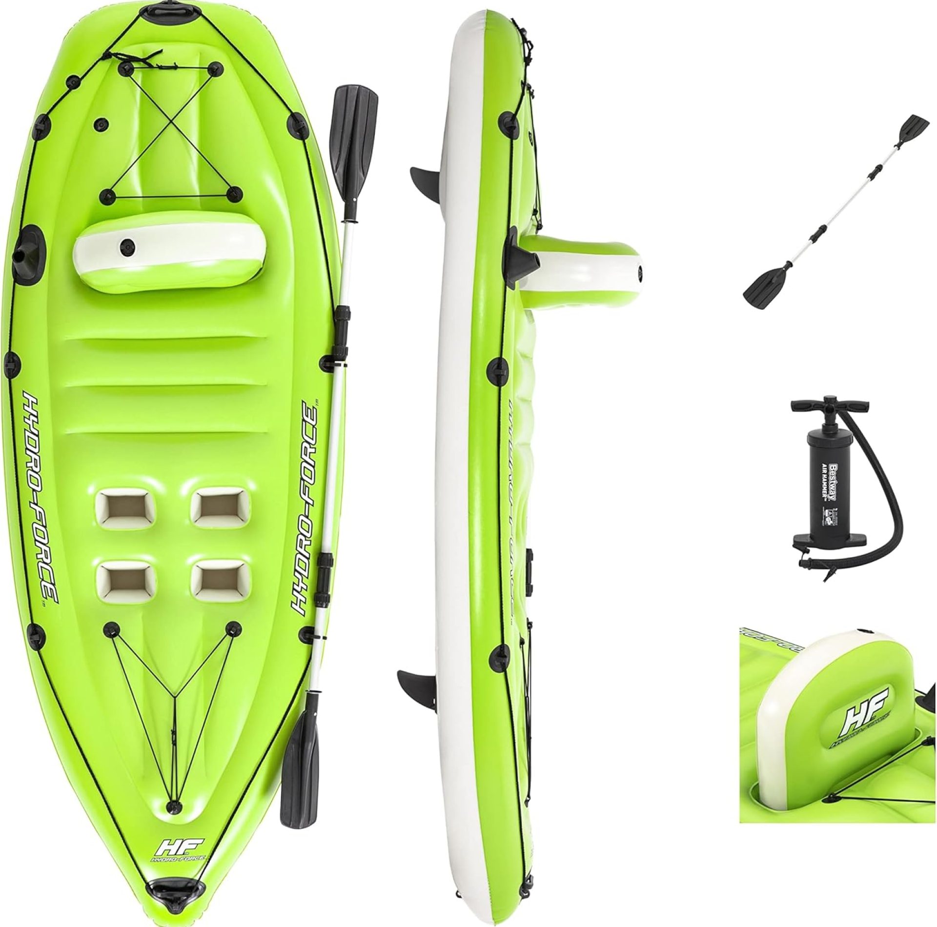 Bestway Hydro-Force Koracle Inflatable Kayak Set, Includes Double-Sided Paddle, Built-In Oar Clasps, Fishing Rod Holders, & Storage Compartments, Convenient & Portable Kayak w/Hand Pump, Model: 65097E Bestway Hydro-Force Koracle Inflatable Kayak Set, Includes Double-Sided Paddle, Built-In Oar Clasps, Fishing Rod Holders, & Storage Compartments, Convenient & Portable Kayak w/Hand Pump, Model: 65097E