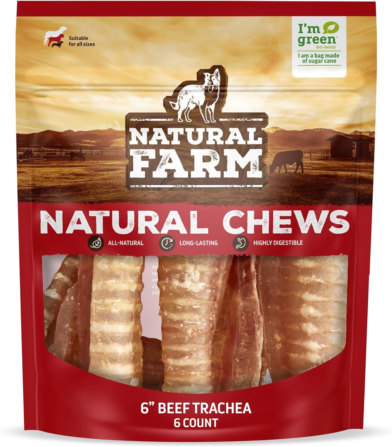 Natural Farm Beef Trachea for Dogs (6 Inch, 6 Pack)- 100% Beef,Odor Free Trachea Dog Chews- Glucosamine & Chondroitin for Joint & Hip Mobility, Bone Strength- Low-Fat Crunchy & Crispy- for All Dogs Natural Farm Beef Trachea for Dogs (6 Inch, 6 Pack)- 100% Beef,Odor Free Trachea Dog Chews- Glucosamine & Chondroitin for Joint & Hip Mobility, Bone Strength- Low-Fat Crunchy & Crispy- for All Dogs