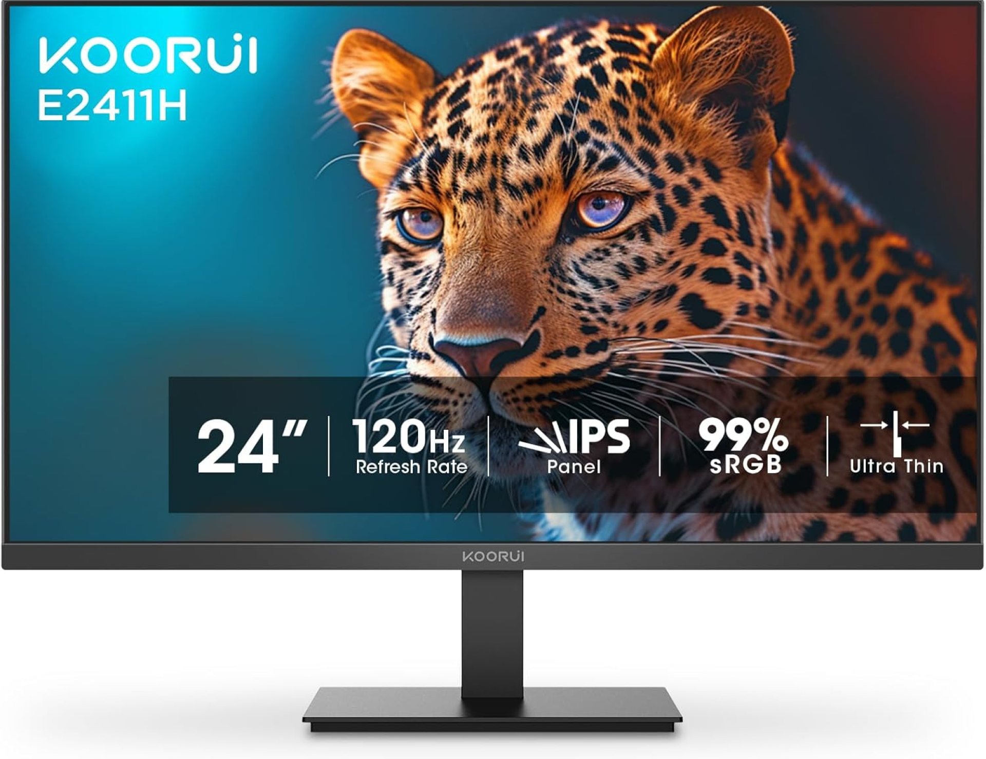 KOORUI 24-inch Monitor 120Hz, Full HD 1980 * 1080p IPS Ultra-Thin Computer Monitor with Adaptive Sync, VESA 100 * 100mm Mountable,Tilt Adjustable,HDMI & VGA Ports,Black, E2411H KOORUI 24-inch Monitor 120Hz, Full HD 1980 * 1080p IPS Ultra-Thin Computer Monitor with Adaptive Sync, VESA 100 * 100mm Mountable,Tilt Adjustable,HDMI & VGA Ports,Black, E2411H