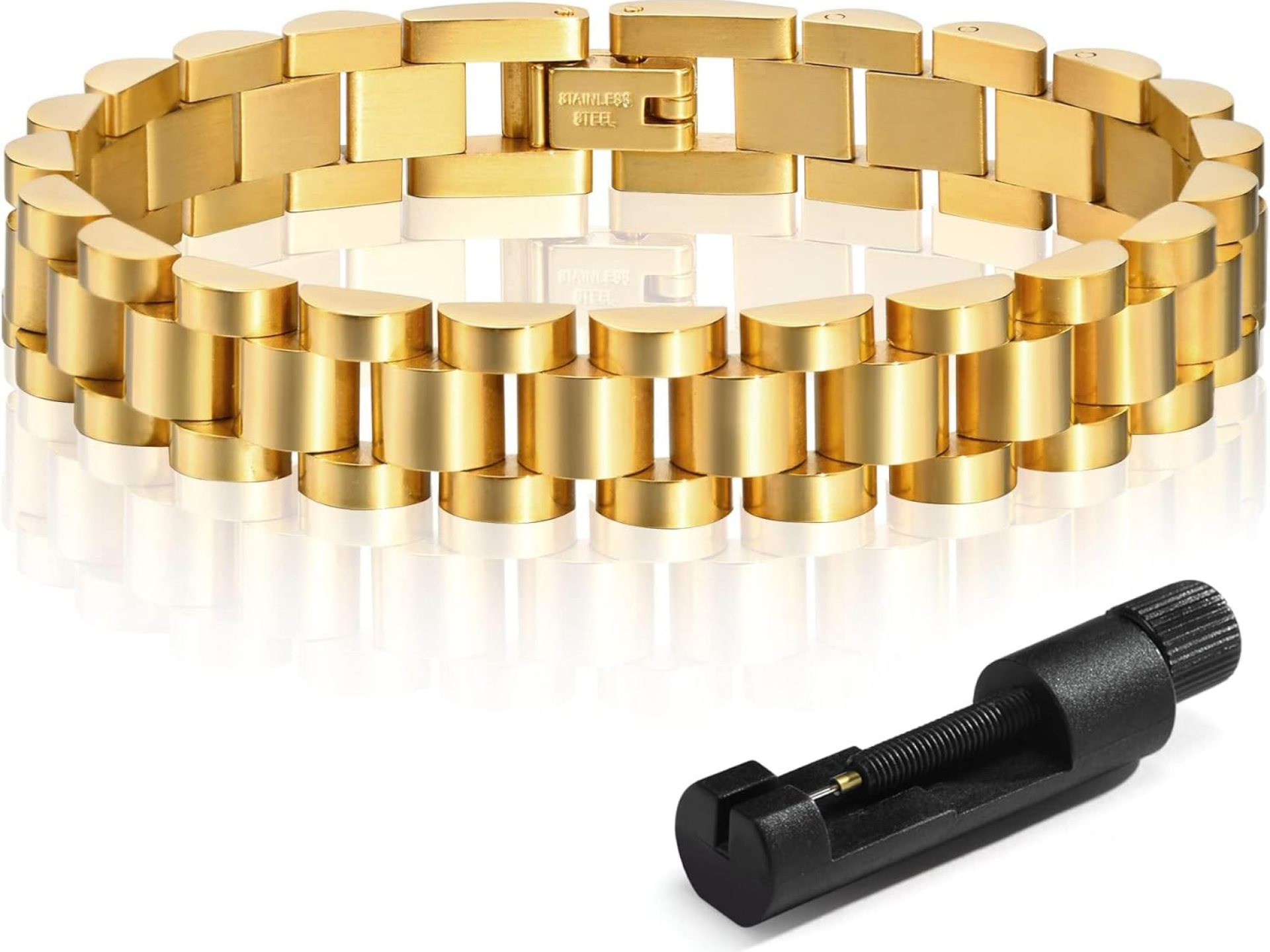 MPRAINBOW 2pcs Gold Chain Link Bracelet, Stainless Steel Crystal Friendship Bracelets Bangle,Watch Band Chains Wristband Jewelry with Adjust Tool MPRAINBOW 2pcs Gold Chain Link Bracelet, Stainless Steel Crystal Friendship Bracelets Bangle,Watch Band Chains Wristband Jewelry with Adjust Tool