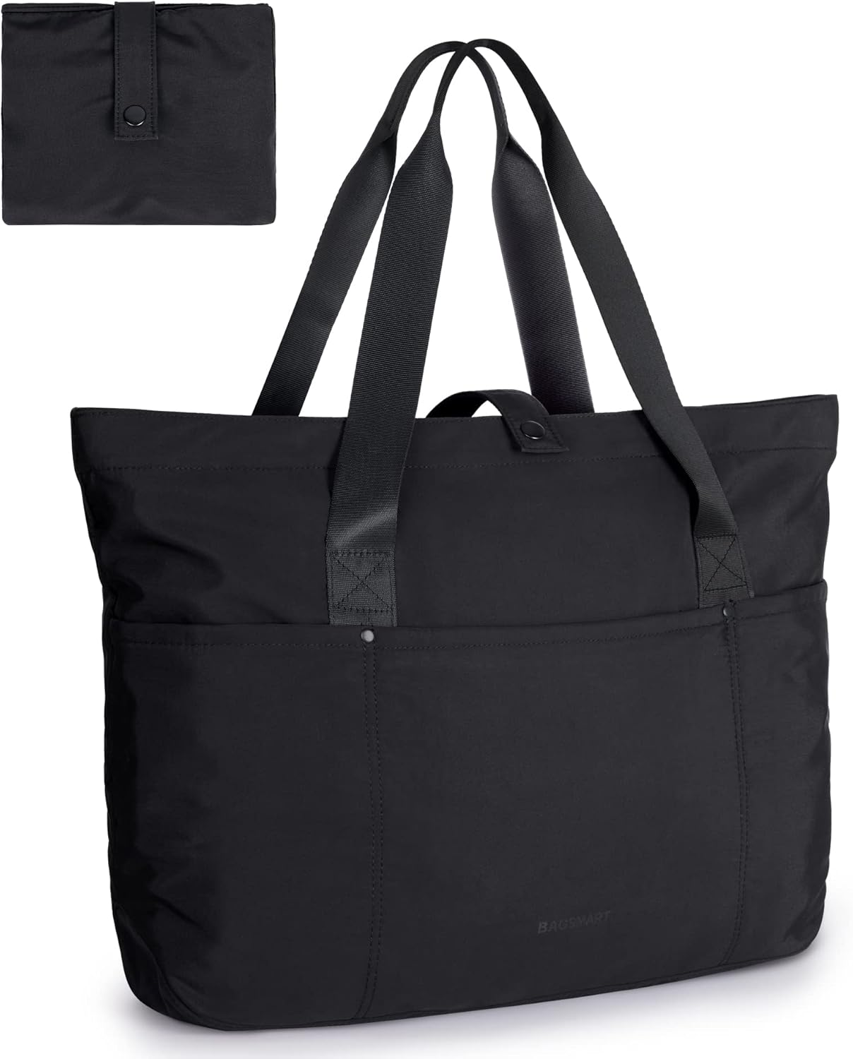 BAGSMART Tote Bag for Women, Foldable Tote Bag With Zipper Large Shoulder Bag Top Handle Handbag for Travel, Work BAGSMART Tote Bag for Women, Foldable Tote Bag With Zipper Large Shoulder Bag Top Handle Handbag for Travel, Work