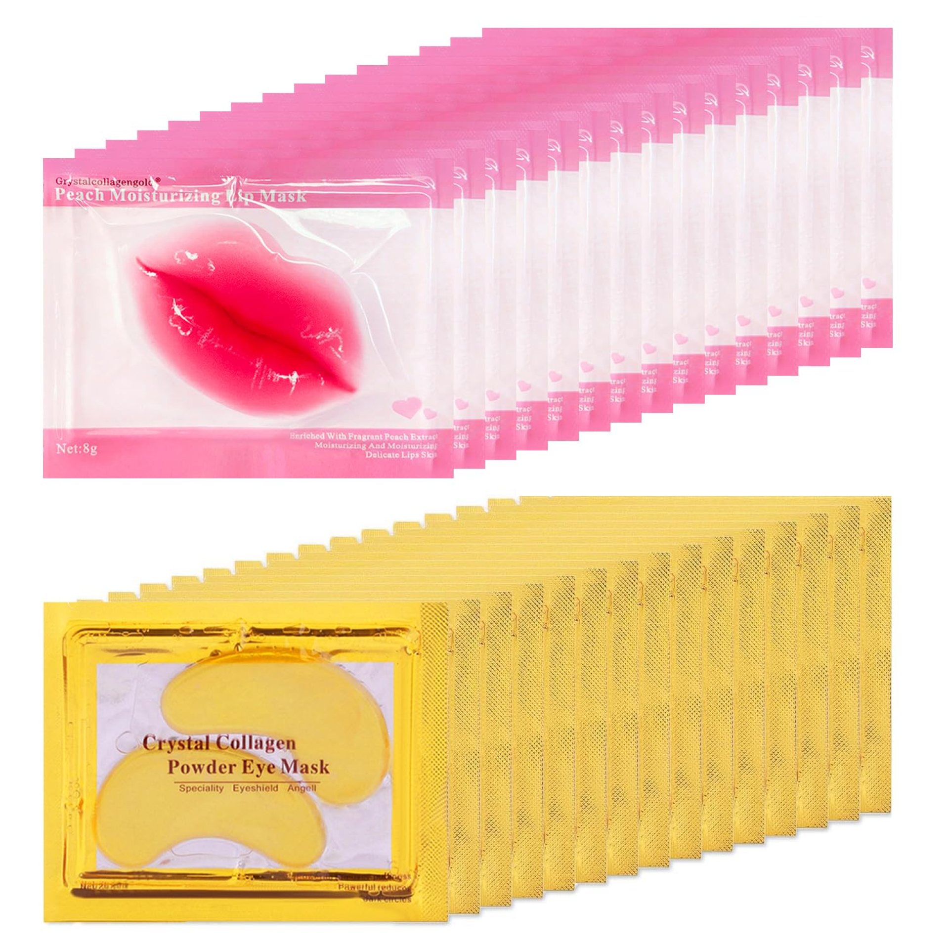 30 Pairs Lip Masks & Eye Masks, 24K Gold Gel Crystal Collagen Eye Pads, Moisturizing Lip Mask Crystal Lip Pads, Under Eye Patches for Puffy Eyes, Dark Circles, Eye Bags, Wrinkles and Fine Lines 30 Pairs Lip Masks & Eye Masks, 24K Gold Gel Crystal Collagen Eye Pads, Moisturizing Lip Mask Crystal Lip Pads, Under Eye Patches for Puffy Eyes, Dark Circles, Eye Bags, Wrinkles and Fine Lines