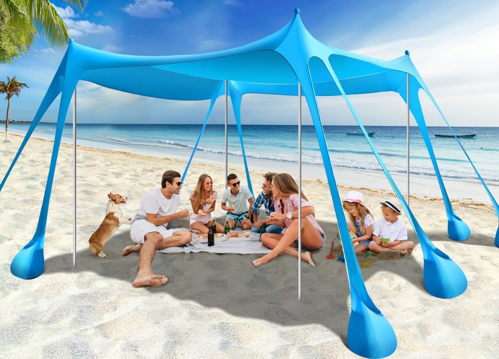 Rhino Valley Beach Tent Sun Shelter, Beach Canopy Tent Sun Shade UPF50+ Protection with 8 Sandbags 4 Stability Poles, Outdoor Beach Shade Canopy for Beach, Camping, Fishing Rhino Valley Beach Tent Sun Shelter, Beach Canopy Tent Sun Shade UPF50+ Protection with 8 Sandbags 4 Stability Poles, Outdoor Beach Shade Canopy for Beach, Camping, Fishing