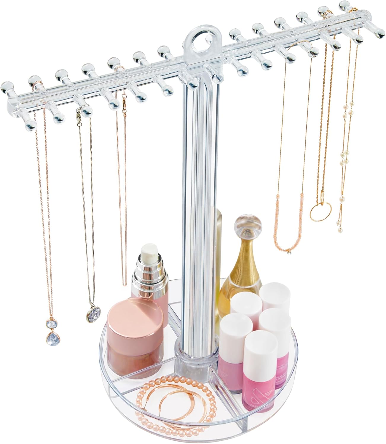 STORi 30 Peg Necklace Holder with Organizer Tray, Premium Quality Jewelry Stand, Store Perfume Bottles & Makeup in the Divided Vanity Tray, Made in USA STORi 30 Peg Necklace Holder with Organizer Tray, Premium Quality Jewelry Stand, Store Perfume Bottles & Makeup in the Divided Vanity Tray, Made in USA