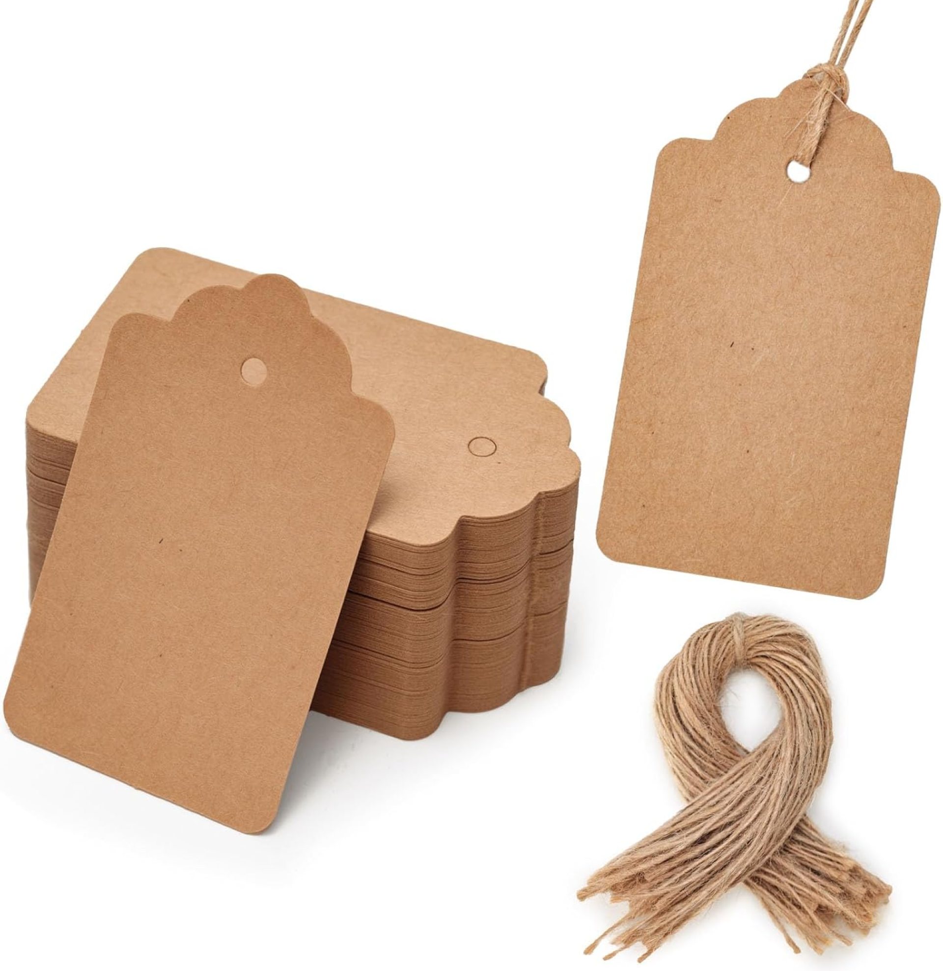 SallyFashion 100pcs Kraft Paper Gift Tags with String, Blank Gift Bags Tags Price Tags(Brown) SallyFashion 100pcs Kraft Paper Gift Tags with String, Blank Gift Bags Tags Price Tags(Brown)
