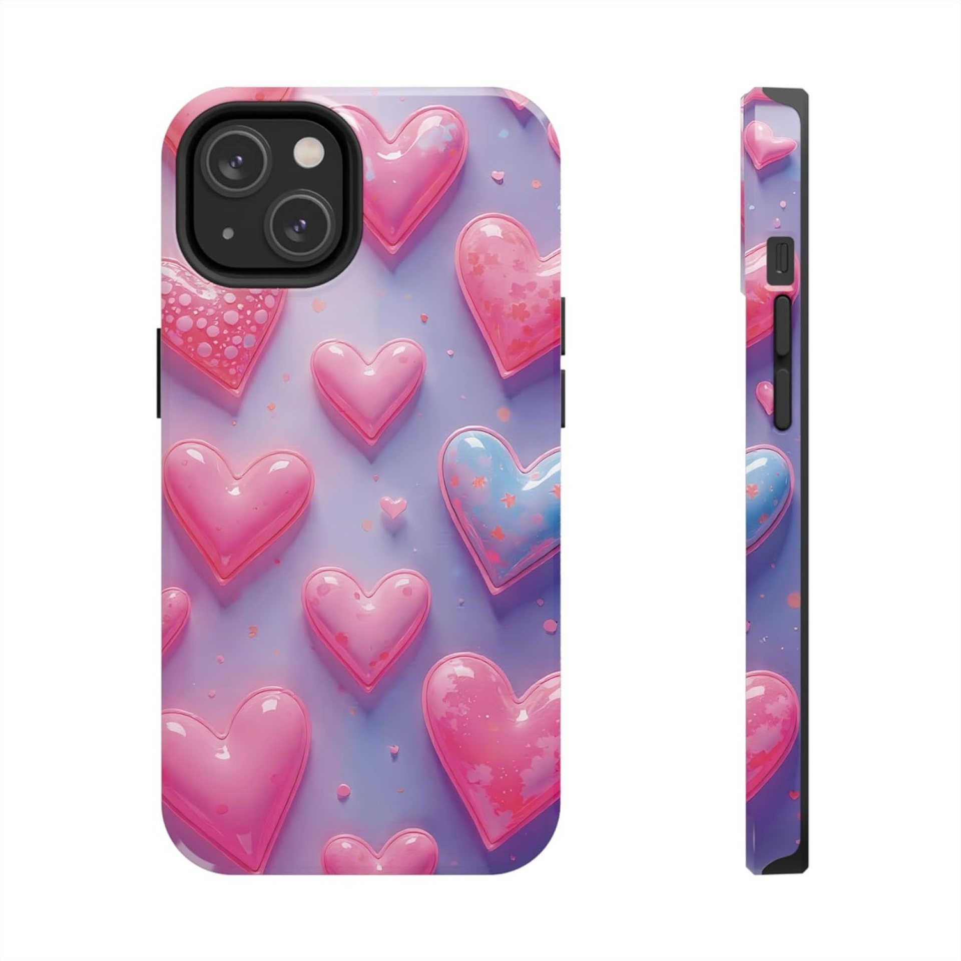 Hearts Tough Cell Phone Case-Glossy Pink Heart Design for Latest & Popular Smartphone Models/Ideal Gift Hearts Tough Cell Phone Case-Glossy Pink Heart Design for Latest & Popular Smartphone Models/Ideal Gift