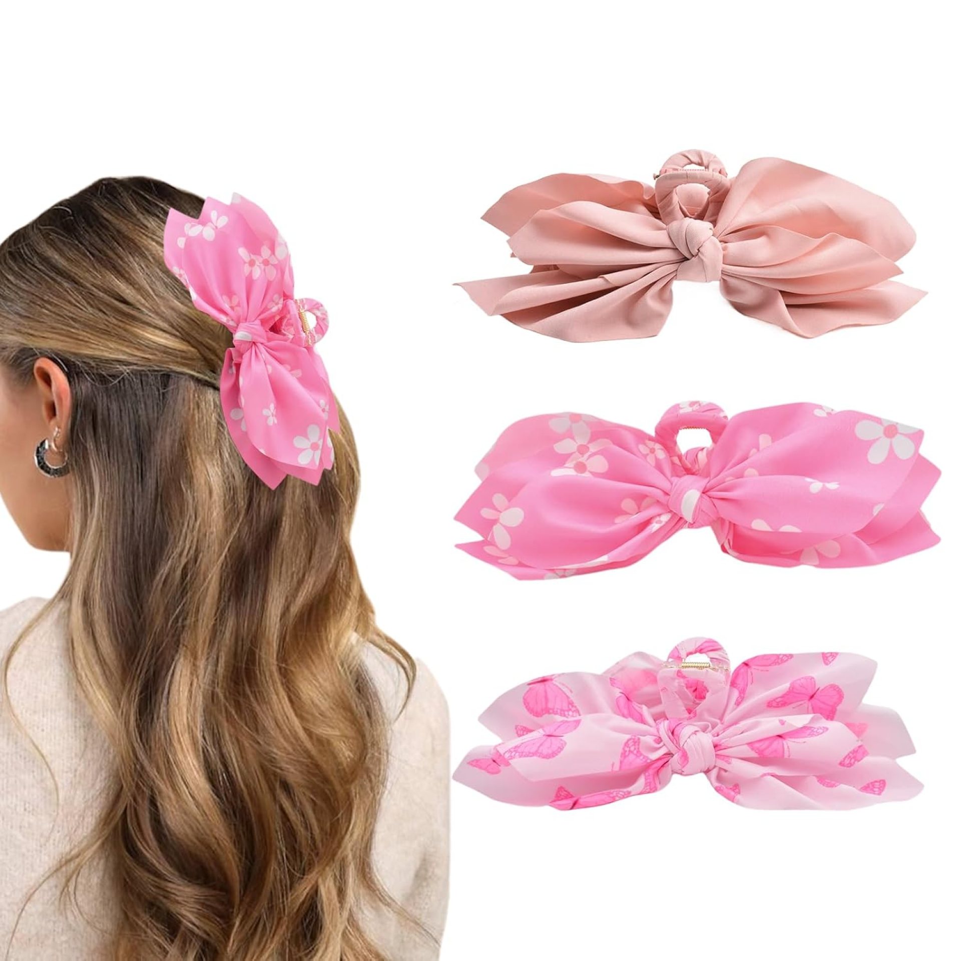 Bow Claw Clips Bow Hair Clips Pink 3PCS Big Hair Bows for Women Butterfly Hair Clips for Styling Large Hair Clips for Thick Hair for Girls Hair Accessories for Women Bow Claw Clips Bow Hair Clips Pink 3PCS Big Hair Bows for Women Butterfly Hair Clips for Styling Large Hair Clips for Thick Hair for Girls Hair Accessories for Women