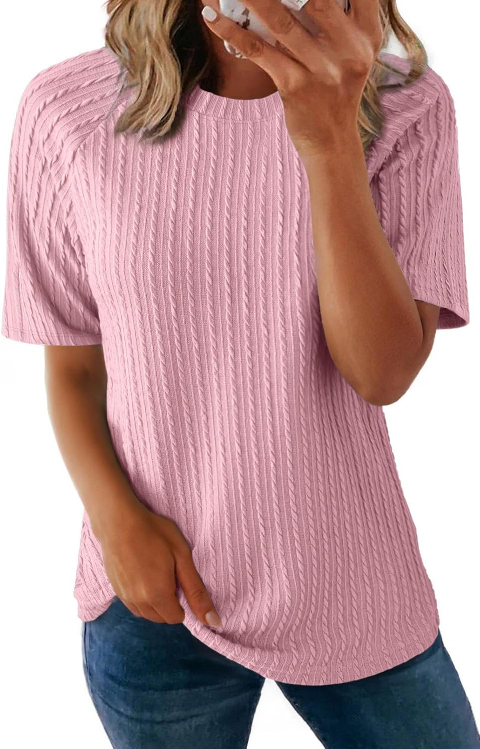 Dokotoo Women’s Tops Trendy Casual 2025 Crew Neck Lightweight Shirts Knit Tunic Basic T-Shirt Dokotoo Women’s Tops Trendy Casual 2025 Crew Neck Lightweight Shirts Knit Tunic Basic T-Shirt