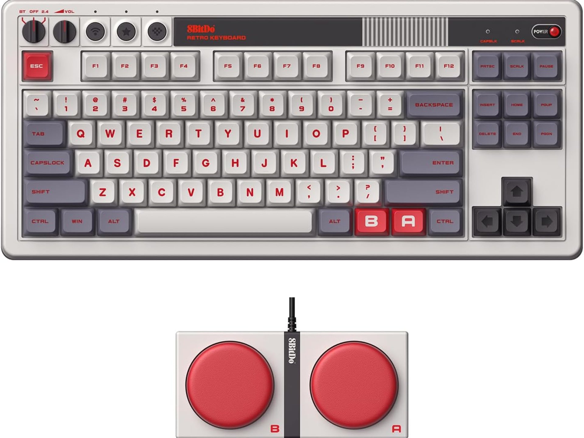 8Bitdo Retro Mechanical Keyboard, Bluetooth/2.4G/USB-C Hot Swappable Gaming Keyboard with 87 Keys, Dual Super Programmable Buttons for Windows and Android – N Edition 8Bitdo Retro Mechanical Keyboard, Bluetooth/2.4G/USB-C Hot Swappable Gaming Keyboard with 87 Keys, Dual Super Programmable Buttons for Windows and Android – N Edition
