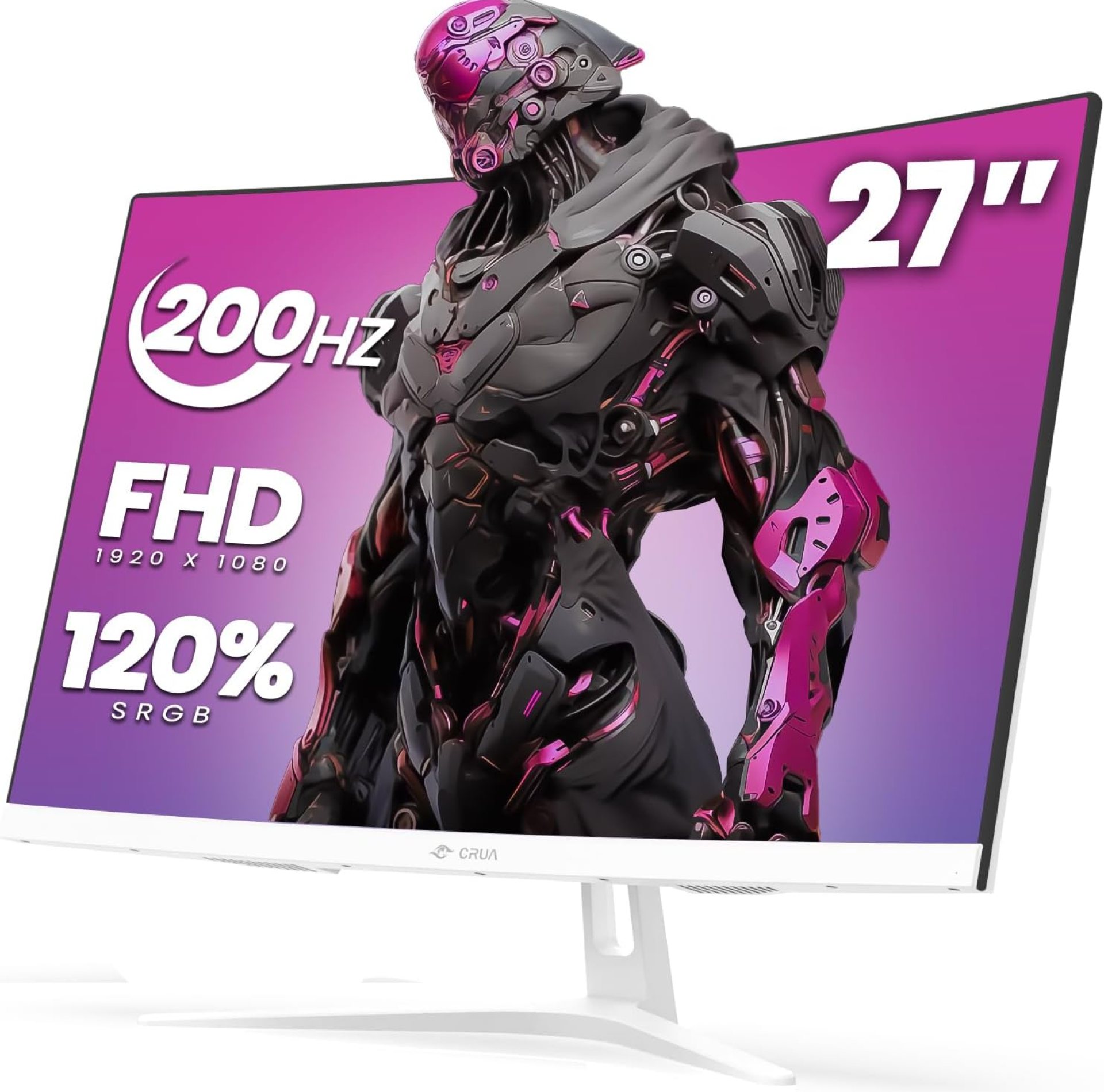 CRUA 27″ Curved Gaming Monitor, FHD 1920x1080P, 165Hz/200Hz Computer Monitor, 1800R VA Screen, 120% sRGB, Support AMD FreeSync, Blue Light Filter, HDMI & DP, Wall Mount Install- White CRUA 27″ Curved Gaming Monitor, FHD 1920x1080P, 165Hz/200Hz Computer Monitor, 1800R VA Screen, 120% sRGB, Support AMD FreeSync, Blue Light Filter, HDMI & DP, Wall Mount Install- White