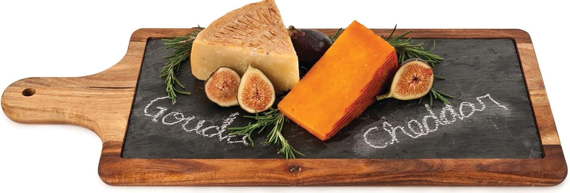 Twine Acacia Wood and Slate Cheese Board Paddle, Charcuterie Board, Slate Serving Board, 17.8″x7.1″, Gourmet Gift Set Twine Acacia Wood and Slate Cheese Board Paddle, Charcuterie Board, Slate Serving Board, 17.8″x7.1″, Gourmet Gift Set