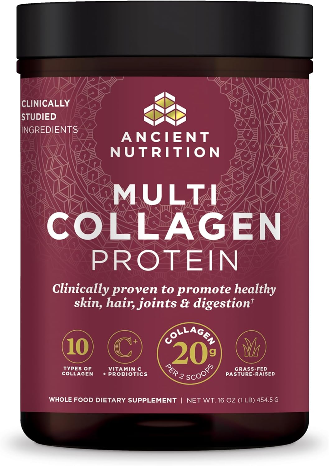 Ancient Nutrition Collagen Powder Protein with Probiotics, Unflavored Multi Collagen Protein with Vitamin C, 45 Servings, Hydrolyzed Collagen Peptides Supports Skin and Nails, Gut Health, 16oz Ancient Nutrition Collagen Powder Protein with Probiotics, Unflavored Multi Collagen Protein with Vitamin C, 45 Servings, Hydrolyzed Collagen Peptides Supports Skin and Nails, Gut Health, 16oz