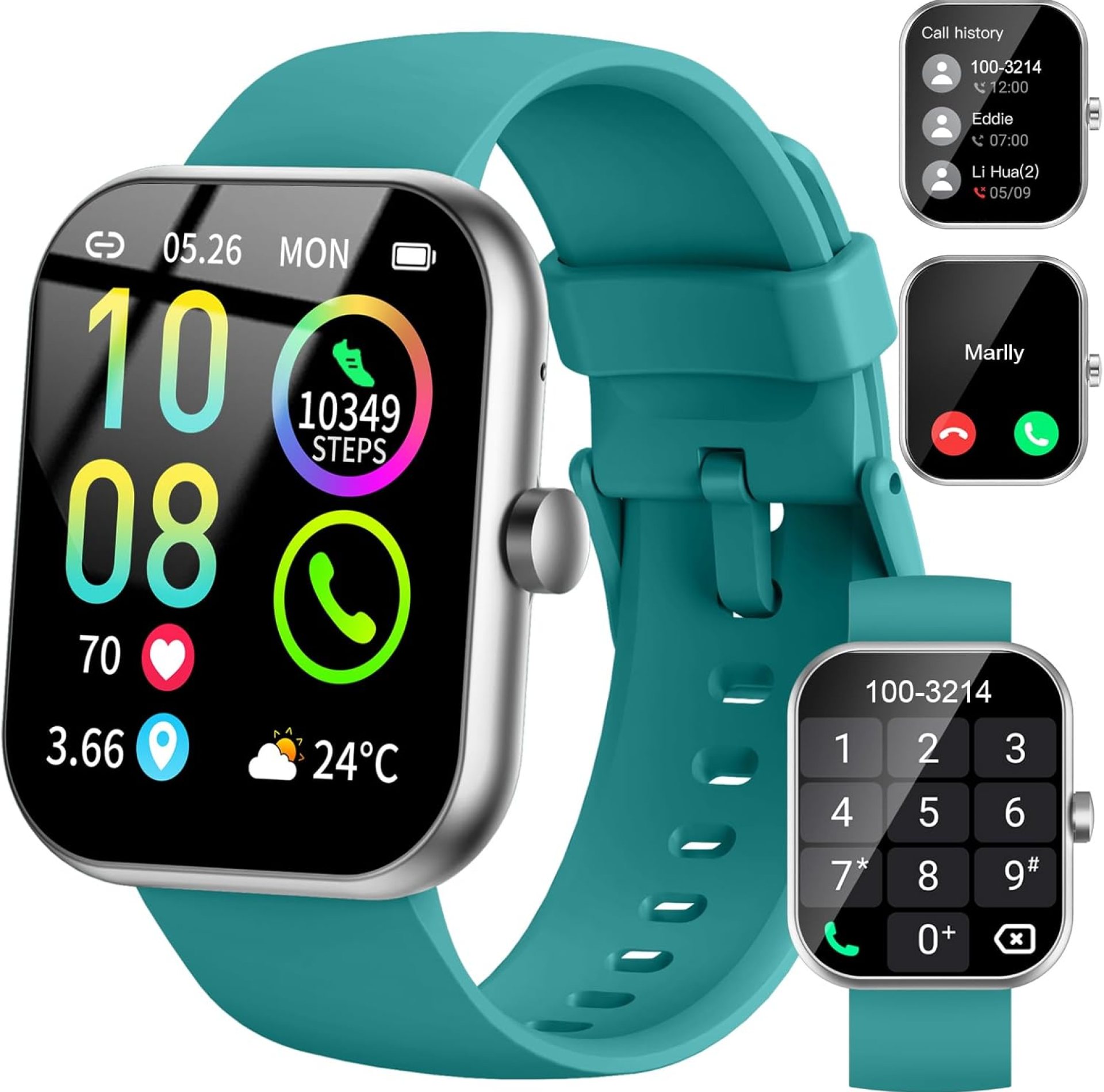 Smart Watch, 1.96″ HD SmartWatch for Women Men (Answer/Make Calls), Activity Trackers 113+ Sport Modes, IP68 Waterproof, Heart Rate/Sleep Monitor, 2025 Fitness Watch for iOS/Android Green Smart Watch, 1.96″ HD SmartWatch for Women Men (Answer/Make Calls), Activity Trackers 113+ Sport Modes, IP68 Waterproof, Heart Rate/Sleep Monitor, 2025 Fitness Watch for iOS/Android Green