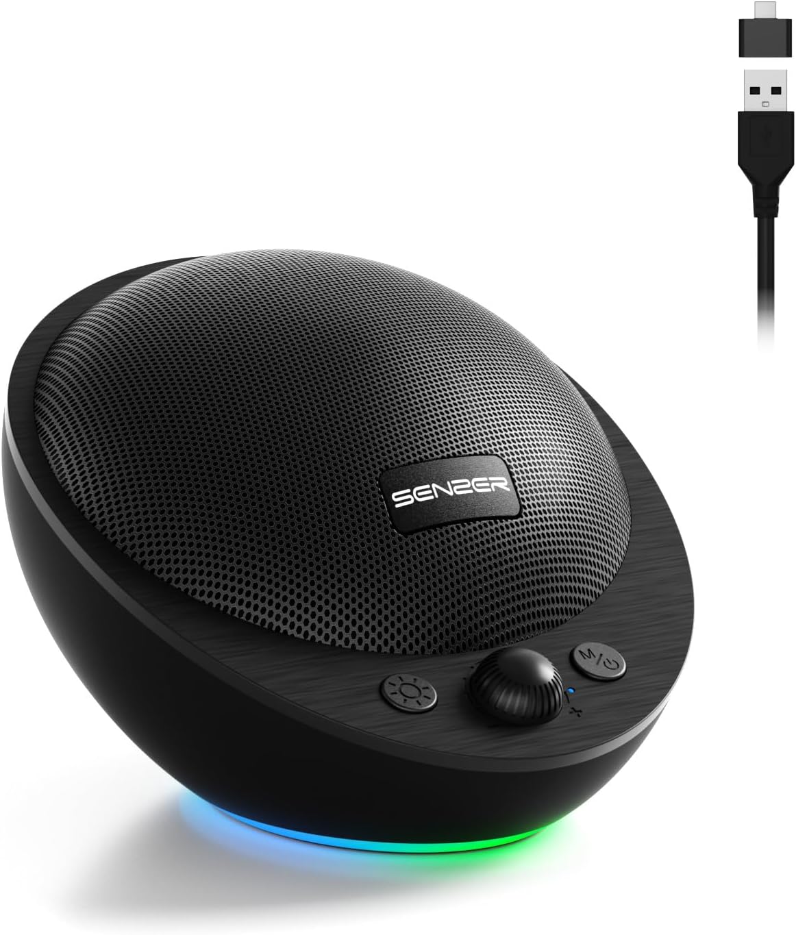 SENZER CS10 Computer Speaker USB Wired Bluetooth PC Speakers, Portable Laptop Speakers, Customizble Illuminated Base (Not 3.5mm Jack) – Black SENZER CS10 Computer Speaker USB Wired Bluetooth PC Speakers, Portable Laptop Speakers, Customizble Illuminated Base (Not 3.5mm Jack) – Black