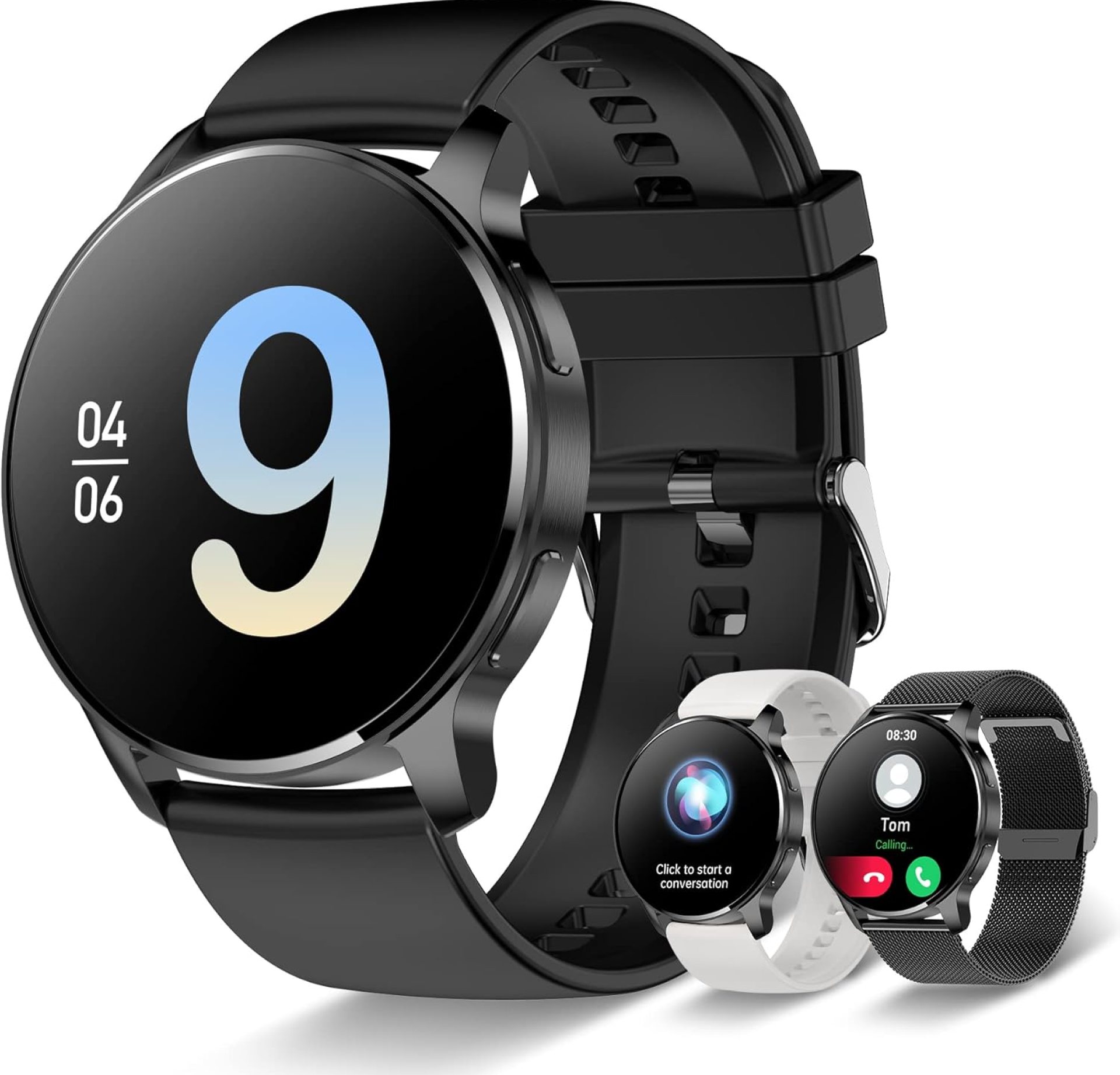 Smart Watch for Women Men, Bluetooth Call Fitness Tracker for Android and iOS Phones Waterproof Smartwatch with 1.32″ HD Full Touch Screen AI Voice Control Heart Rate Sleep Monitor Pedometer, Black Smart Watch for Women Men, Bluetooth Call Fitness Tracker for Android and iOS Phones Waterproof Smartwatch with 1.32″ HD Full Touch Screen AI Voice Control Heart Rate Sleep Monitor Pedometer, Black