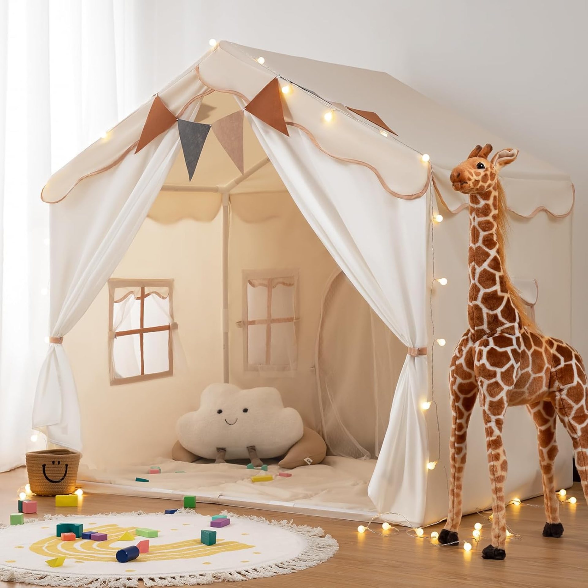 besrey Kids Tent, Kids Playhouse 2 in 1 with Padded Mat and Lights, Large Play Tent with 2 Doors & 4 Windows, Kids Play Tent Indoor & Outdoor, Christmas Toddler Tent for Kids, 51″ x35″ x 51″ besrey Kids Tent, Kids Playhouse 2 in 1 with Padded Mat and Lights, Large Play Tent with 2 Doors & 4 Windows, Kids Play Tent Indoor & Outdoor, Christmas Toddler Tent for Kids, 51″ x35″ x 51″