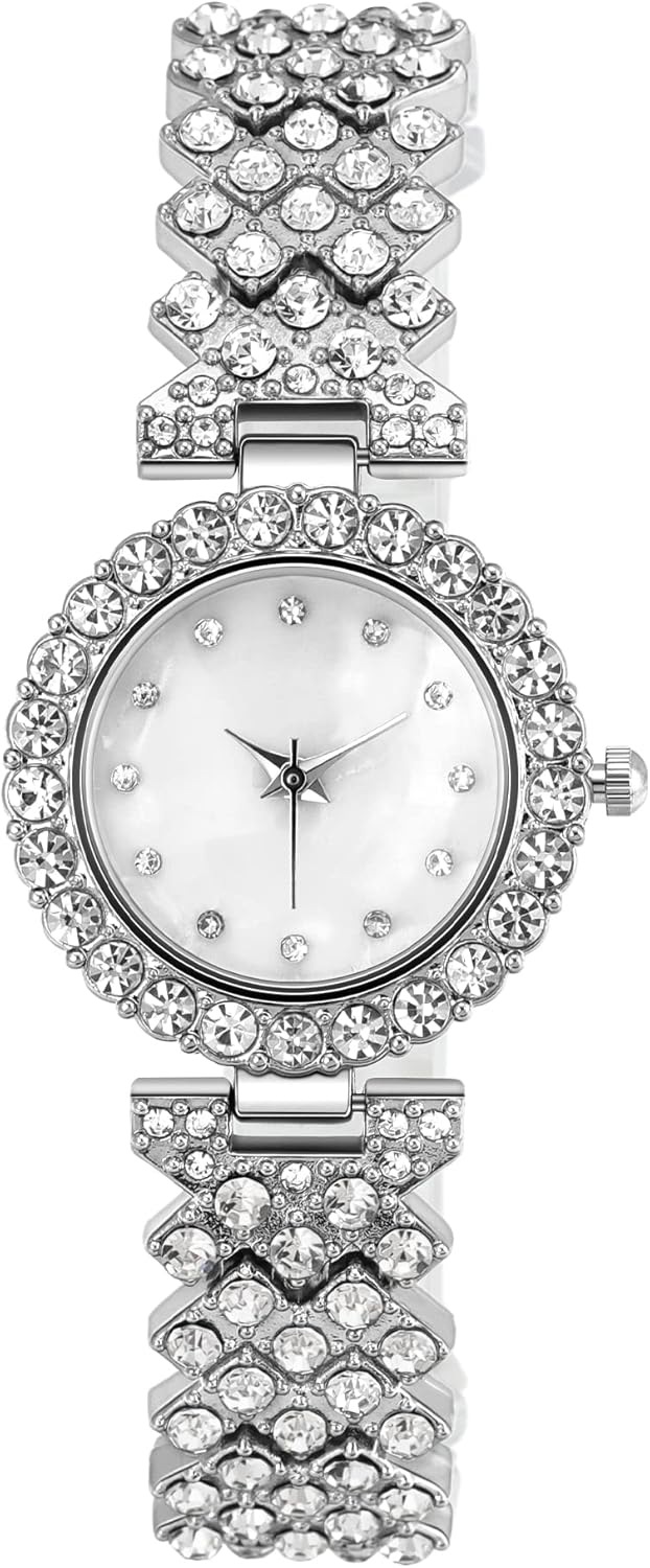 Clastyle Crystal Ladies Silver Watch Full Rhinestone Bracelet Watches for Women Stylish Bling Iced Out Wrist Watch Mother of Pearl Watch Gift Clastyle Crystal Ladies Silver Watch Full Rhinestone Bracelet Watches for Women Stylish Bling Iced Out Wrist Watch Mother of Pearl Watch Gift