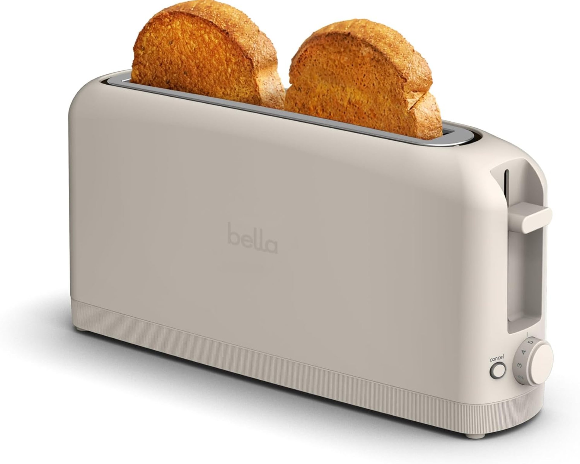 bella 2 Slice Slim Toaster, Fits-anywhere™ Kitchenware, 6 Setting Shade Control with Reheat & Cancel Buttons, Removable Crumb Tray, 10” Long Slot, Anti Jam & Auto Shutoff, 900 Watt, Oatmilk bella 2 Slice Slim Toaster, Fits-anywhere™ Kitchenware, 6 Setting Shade Control with Reheat & Cancel Buttons, Removable Crumb Tray, 10” Long Slot, Anti Jam & Auto Shutoff, 900 Watt, Oatmilk