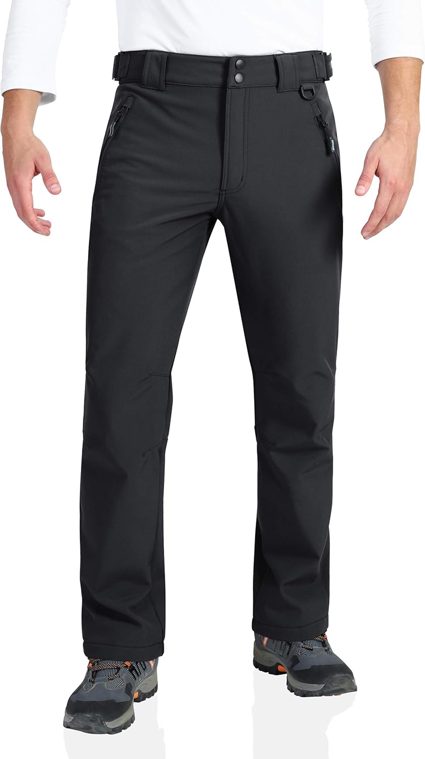 Outdoor Ventures Men’s Lite Waterproof Windproof Fleece Lined Warm Hiking Ski Snow Pants Expandable-Waist Outdoor Ventures Men’s Lite Waterproof Windproof Fleece Lined Warm Hiking Ski Snow Pants Expandable-Waist