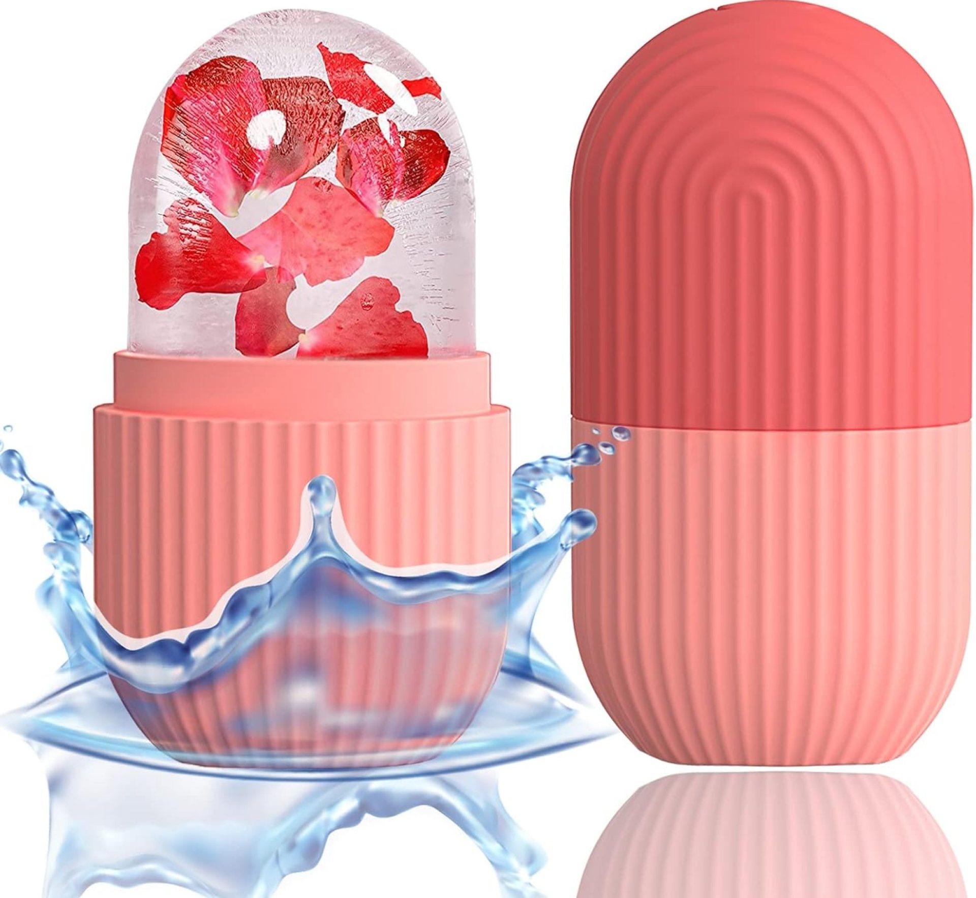 XHJRI Ice Cube Roller Massager for Face, Eyes and Neck Naturally Conditioning and Skin Care,De-Puff Eye Bags,Reduce Migraine Pain,Reusable Massage Silicone Ice Mold (Pink) XHJRI Ice Cube Roller Massager for Face, Eyes and Neck Naturally Conditioning and Skin Care,De-Puff Eye Bags,Reduce Migraine Pain,Reusable Massage Silicone Ice Mold (Pink)