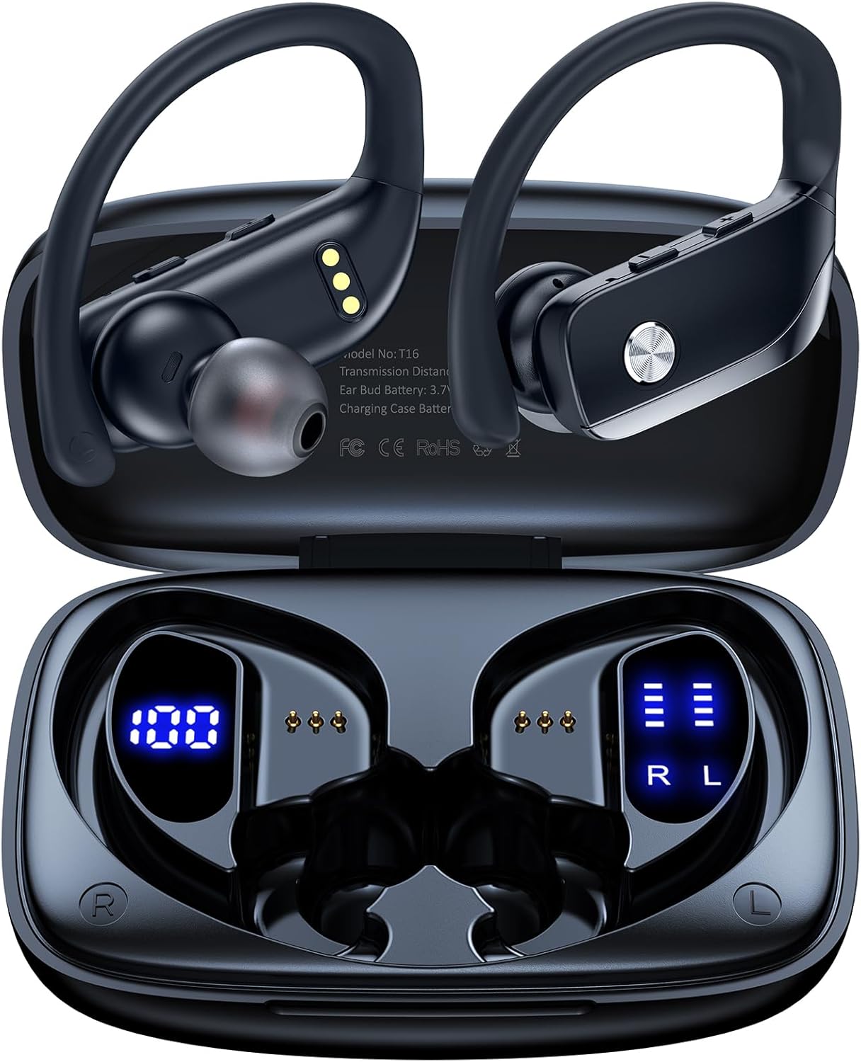 bmanl Wireless Earbuds Bluetooth Headphones 48hrs Play Back Sport Earphones with LED Display Over-Ear Buds with Earhooks Built-in Mic Headset for Workout Black bmanl Wireless Earbuds Bluetooth Headphones 48hrs Play Back Sport Earphones with LED Display Over-Ear Buds with Earhooks Built-in Mic Headset for Workout Black