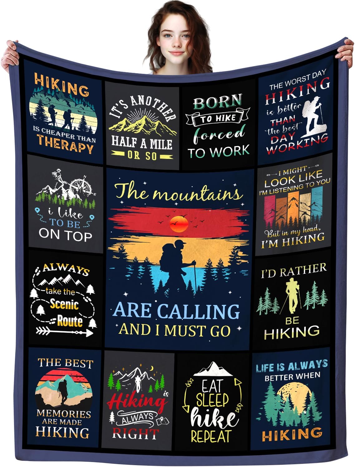 Hiking Blanket Gifts for Hiking Lovers Hikers,Soft Cozy Hiking Blankets and Throws Campsite Outdoors RV Travel Bed Sofa,Cool Hiking Gifts for Hiker Outdoor Men Women 50″X40″ Hiking Blanket Gifts for Hiking Lovers Hikers,Soft Cozy Hiking Blankets and Throws Campsite Outdoors RV Travel Bed Sofa,Cool Hiking Gifts for Hiker Outdoor Men Women 50″X40″