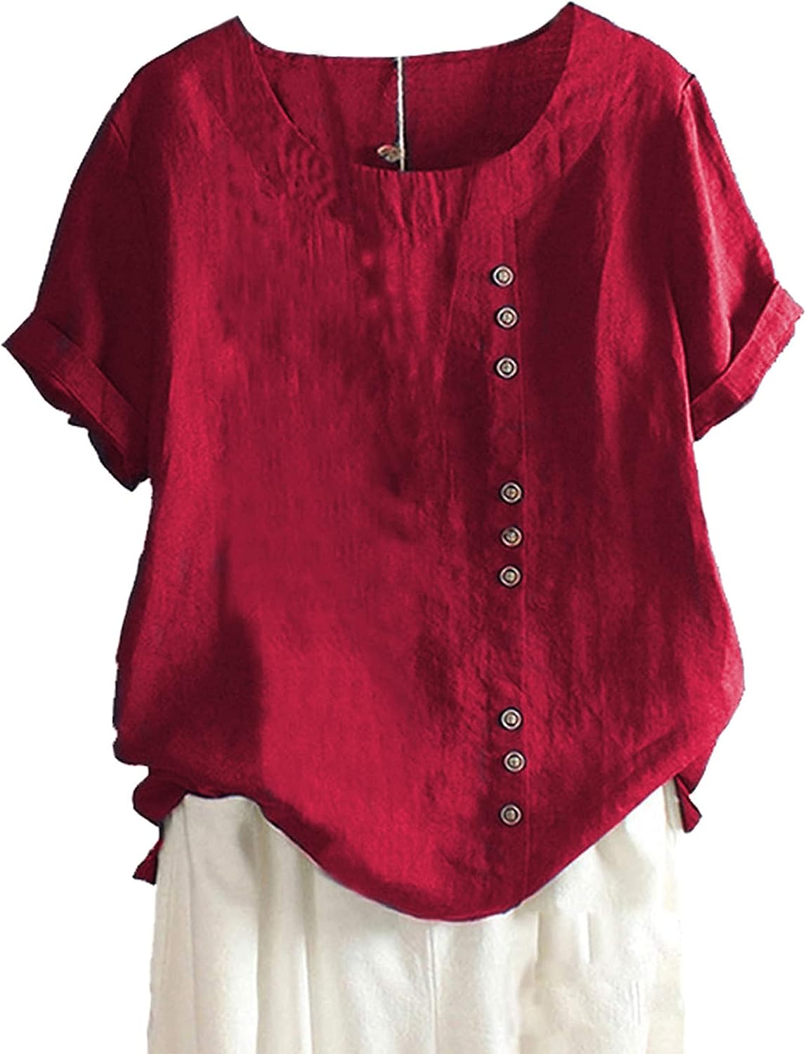 Yeokou Women Cotton Blend Crew Neck Short Sleeve Basic Tunic Tee Shirts Tops Blouse Yeokou Women Cotton Blend Crew Neck Short Sleeve Basic Tunic Tee Shirts Tops Blouse