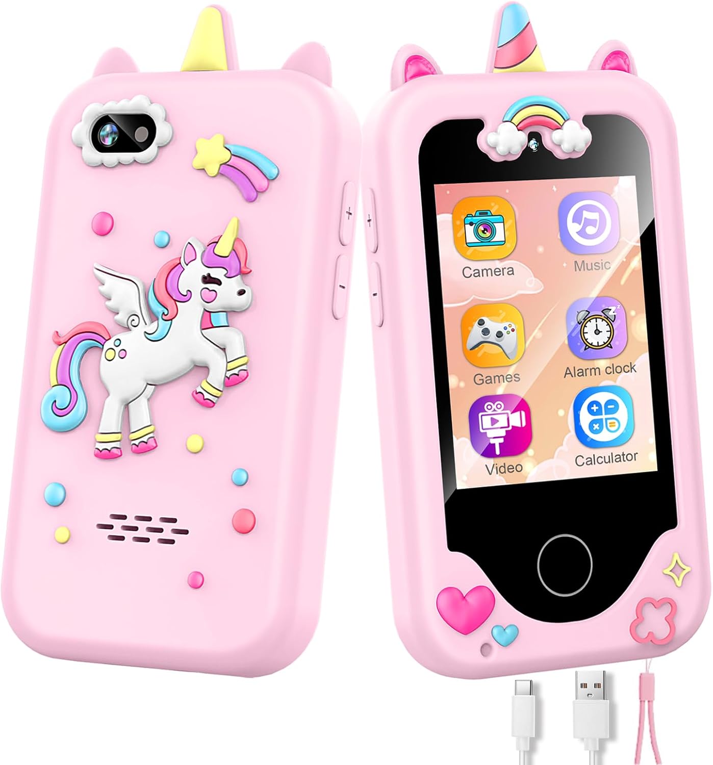 Kids Smart Phone for Girls, Christmas Birthday Gifts for Girls Age 3-10,Kids Toys Cell Phone, Toddler Learning Play Toy Phone with Dual Camera, Game, Music Player Kids Smart Phone for Girls, Christmas Birthday Gifts for Girls Age 3-10,Kids Toys Cell Phone, Toddler Learning Play Toy Phone with Dual Camera, Game, Music Player