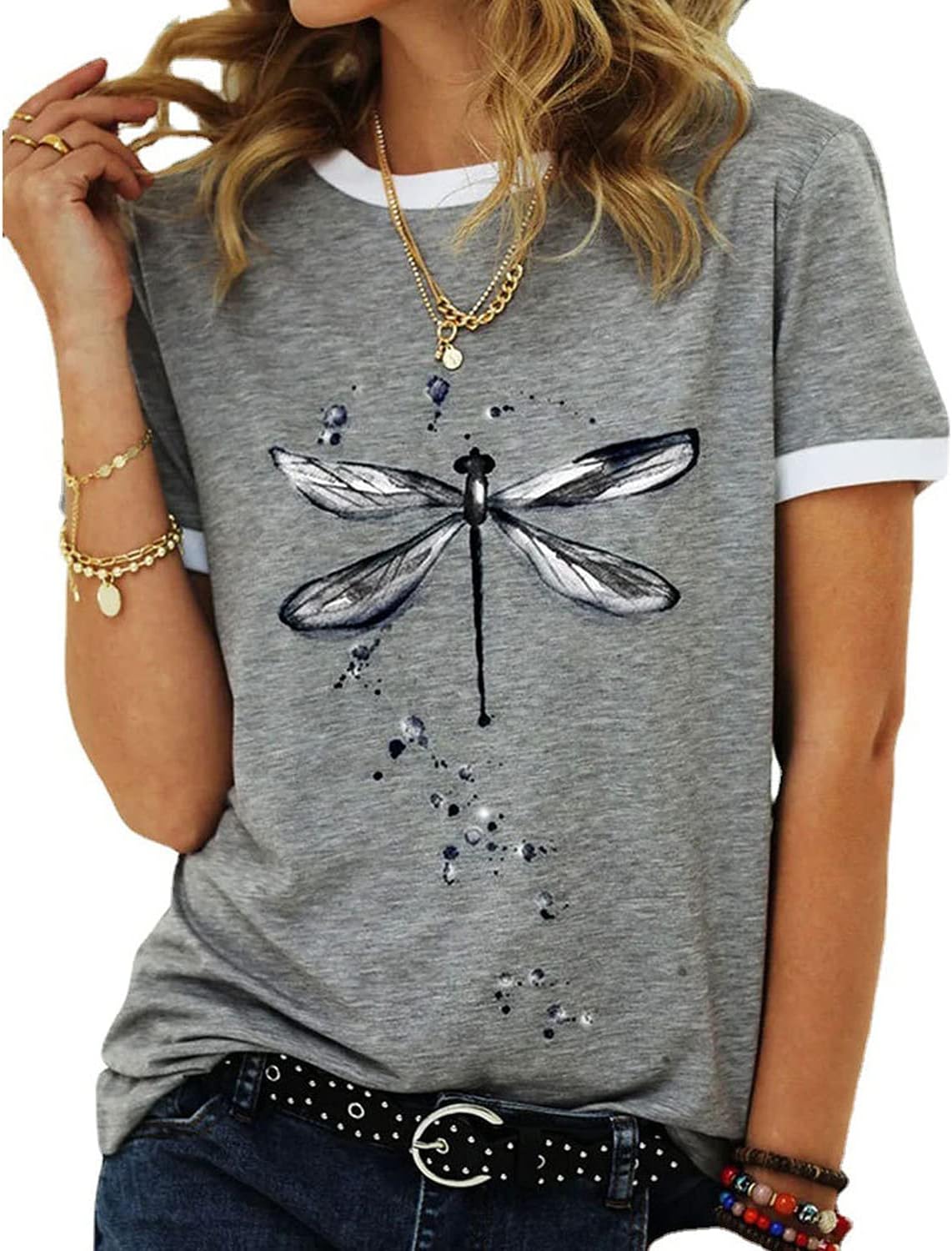Women’s Graphic Tees Casual Summer Funny Dragonfly Printed Short Sleeve Cute T Shirts Tops Women’s Graphic Tees Casual Summer Funny Dragonfly Printed Short Sleeve Cute T Shirts Tops
