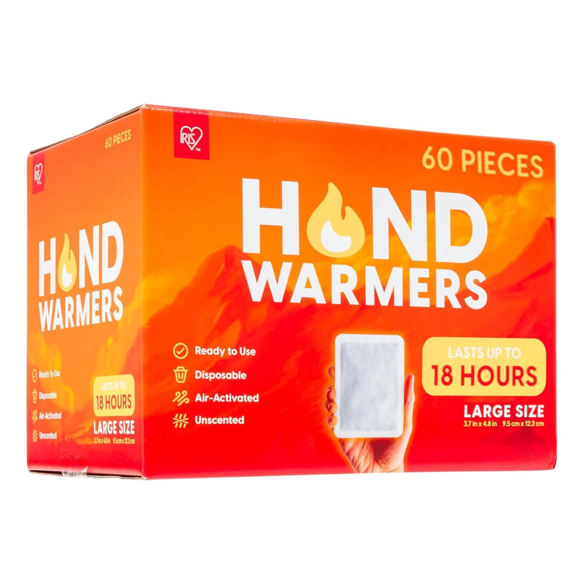 IRIS USA Hand Warmers – Large, 60 Individual Warmers, Up to 18 Hours Long-Lasting for Warm Hot Hands, On The Go, TSA-Approved, Disposable, Lasts 4 Years, For Hot Hands Handwarmers, Camping Skiing IRIS USA Hand Warmers – Large, 60 Individual Warmers, Up to 18 Hours Long-Lasting for Warm Hot Hands, On The Go, TSA-Approved, Disposable, Lasts 4 Years, For Hot Hands Handwarmers, Camping Skiing