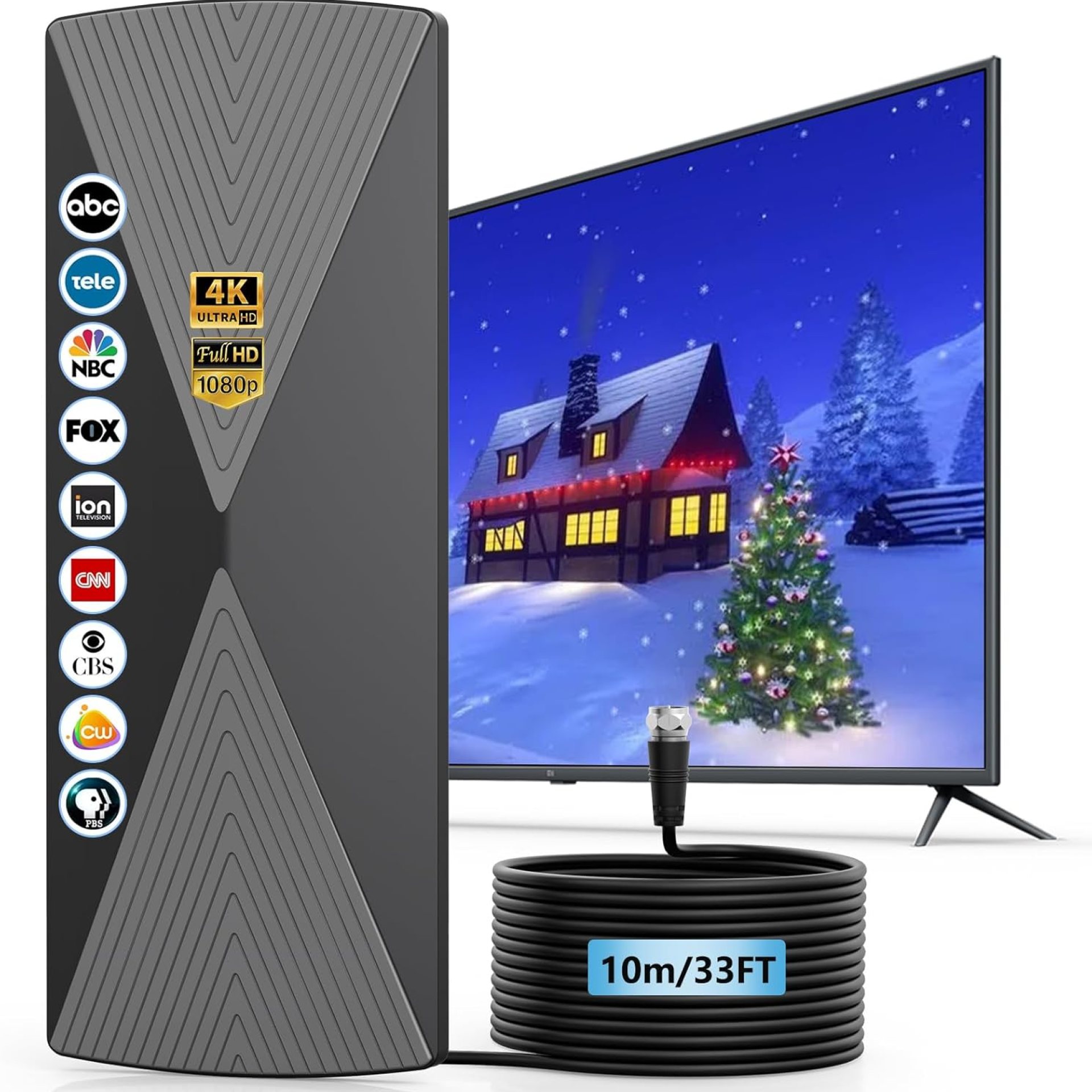 2025 TV Antenna,1200+ Miles Long Range TV Antenna, HD Digital TV Antenna Indoor with Signal Booster, Antenna for Smart TV and All Older TV’s-Supports 4K 1080p -33ft Long Cables 2025 TV Antenna,1200+ Miles Long Range TV Antenna, HD Digital TV Antenna Indoor with Signal Booster, Antenna for Smart TV and All Older TV’s-Supports 4K 1080p -33ft Long Cables