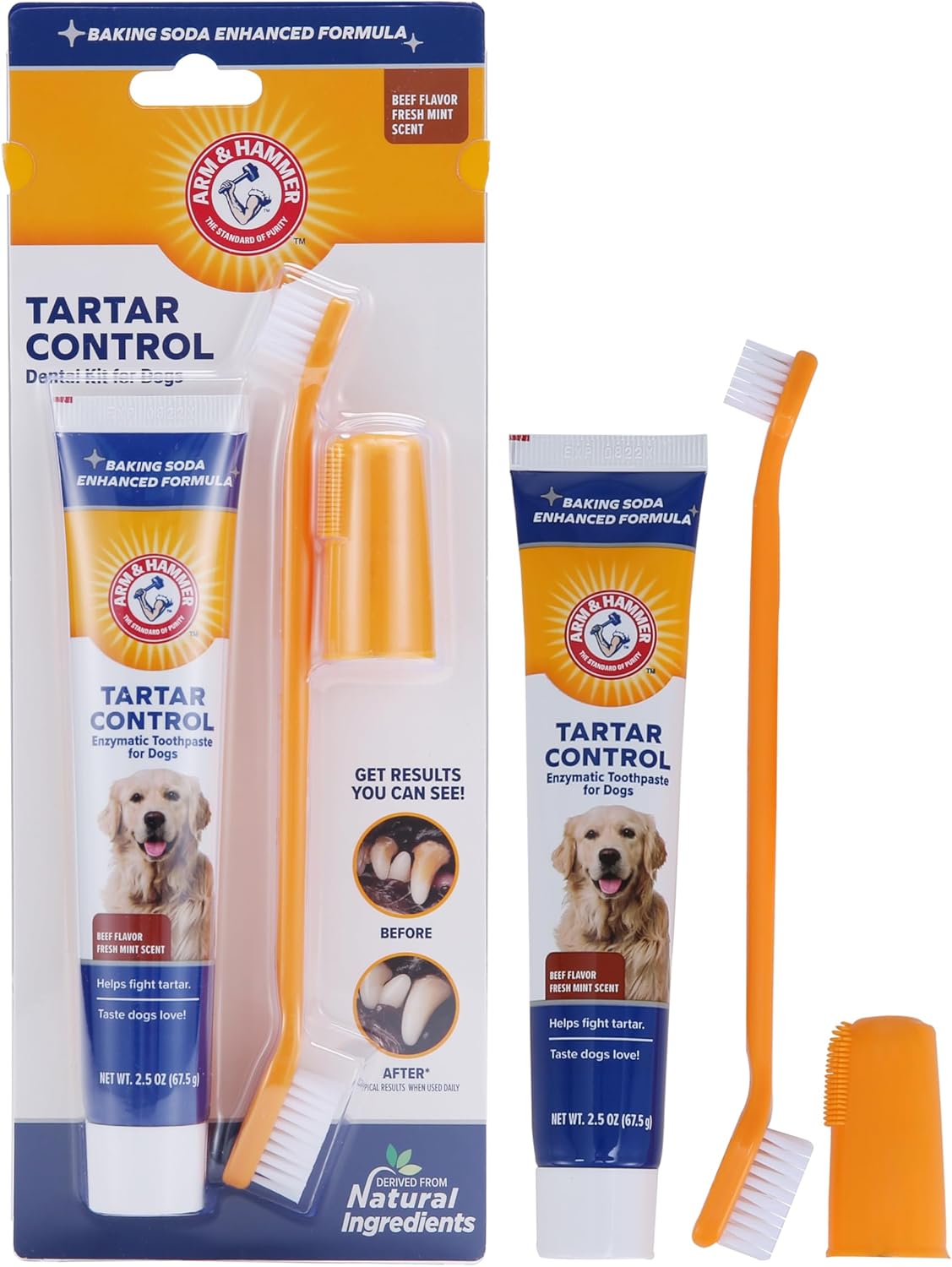 Arm & Hammer for Pets Tartar Control Kit for Dogs | Contains Toothpaste, Toothbrush & Fingerbrush | Reduces Plaque & Tartar Buildup | Safe for Puppies, 3-Piece , Beef Flavor Arm & Hammer for Pets Tartar Control Kit for Dogs | Contains Toothpaste, Toothbrush & Fingerbrush | Reduces Plaque & Tartar Buildup | Safe for Puppies, 3-Piece , Beef Flavor