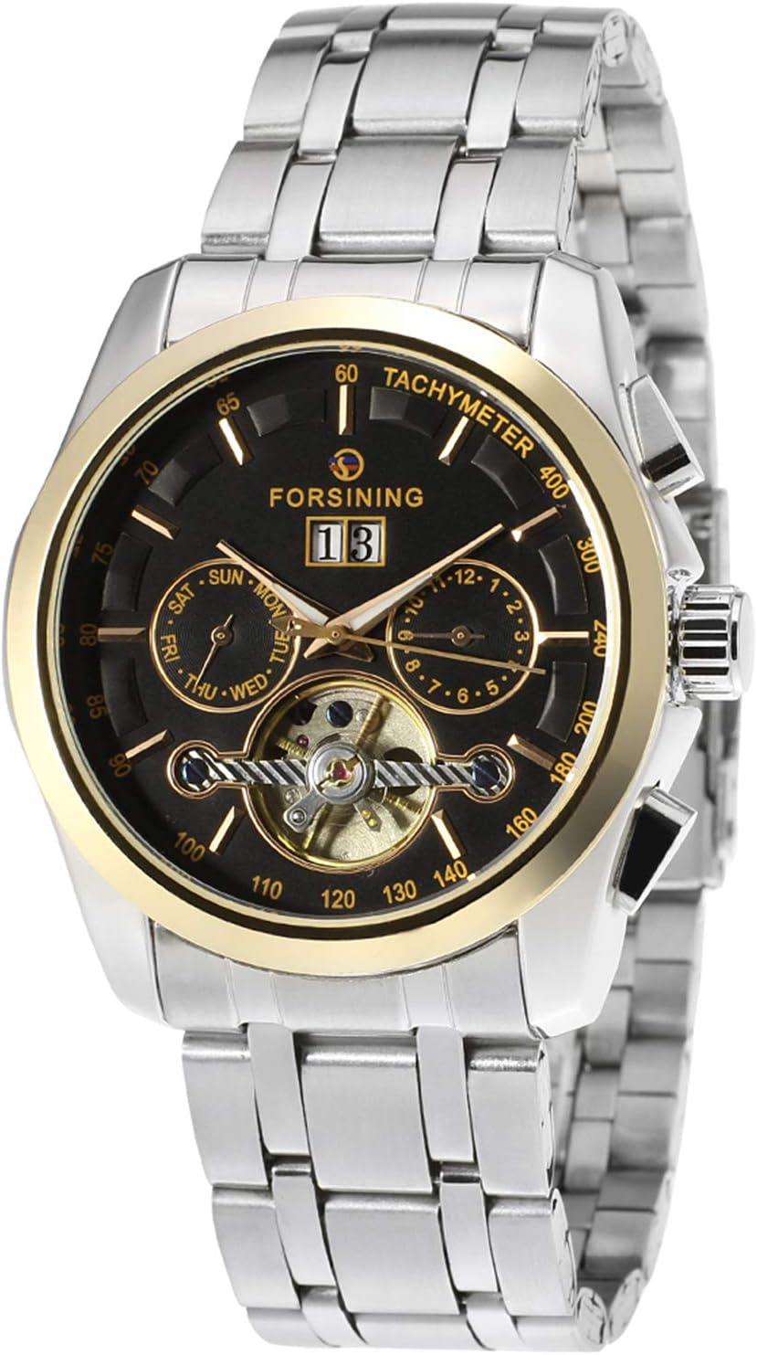 FORSINING Men’s Automatic Self-Winding Day Calendar Stainless Steel Bracelet Brand Watch FORSINING Men’s Automatic Self-Winding Day Calendar Stainless Steel Bracelet Brand Watch